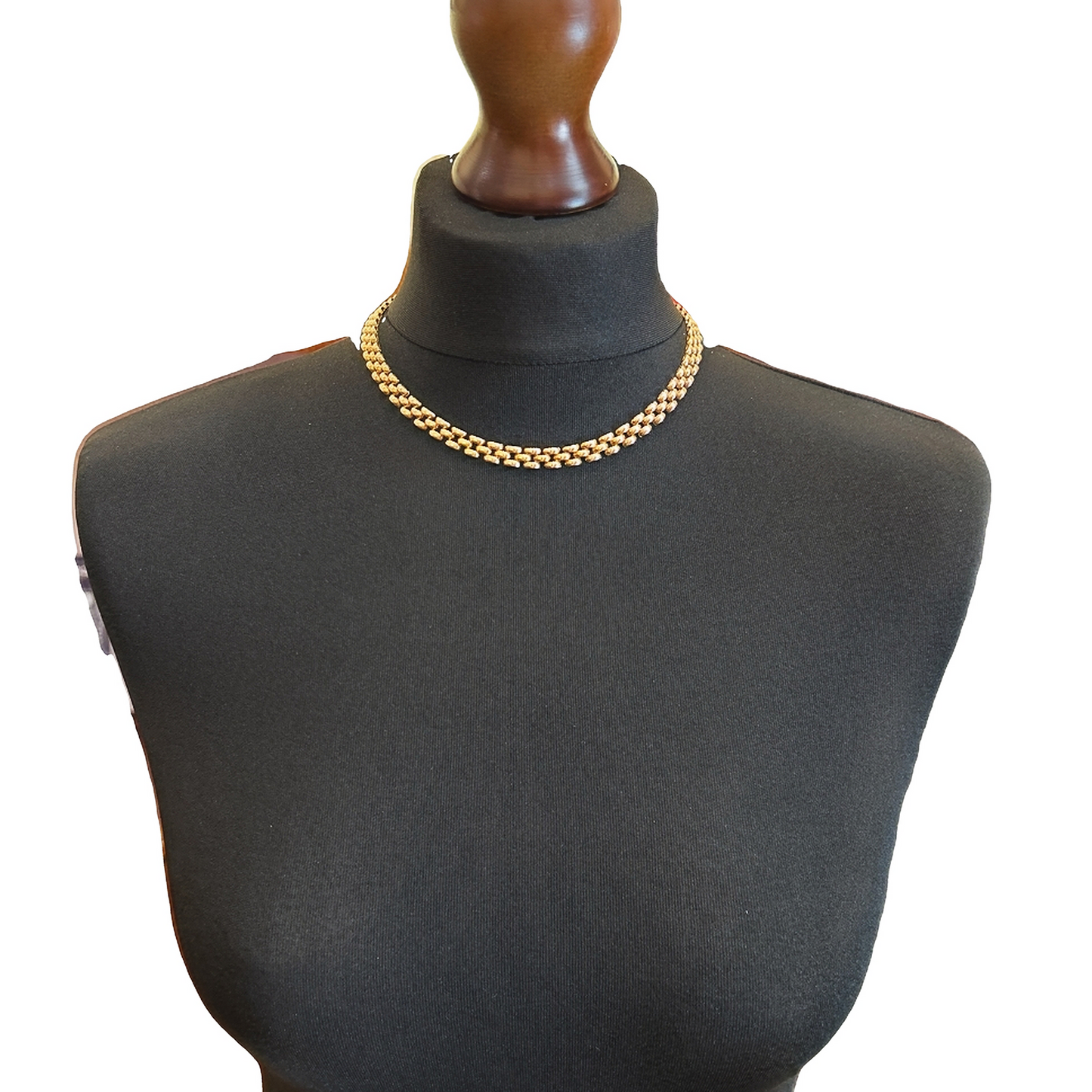 Vintage 9ct Gold Panthere Link Collar Necklace