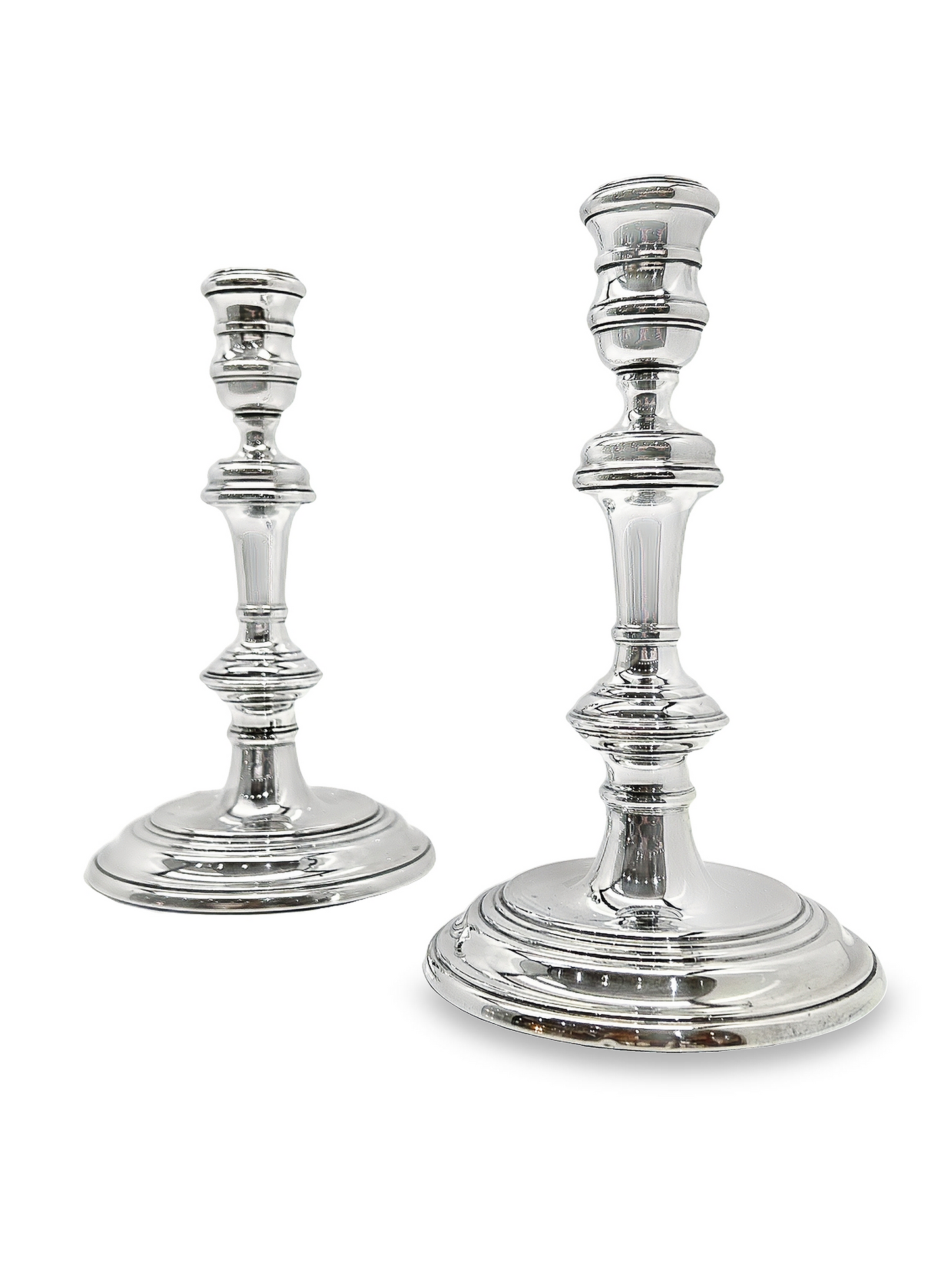 Vintage George I Style Fluted Sterling Silver Candlestick Holders Manufactured by Richard Comyns