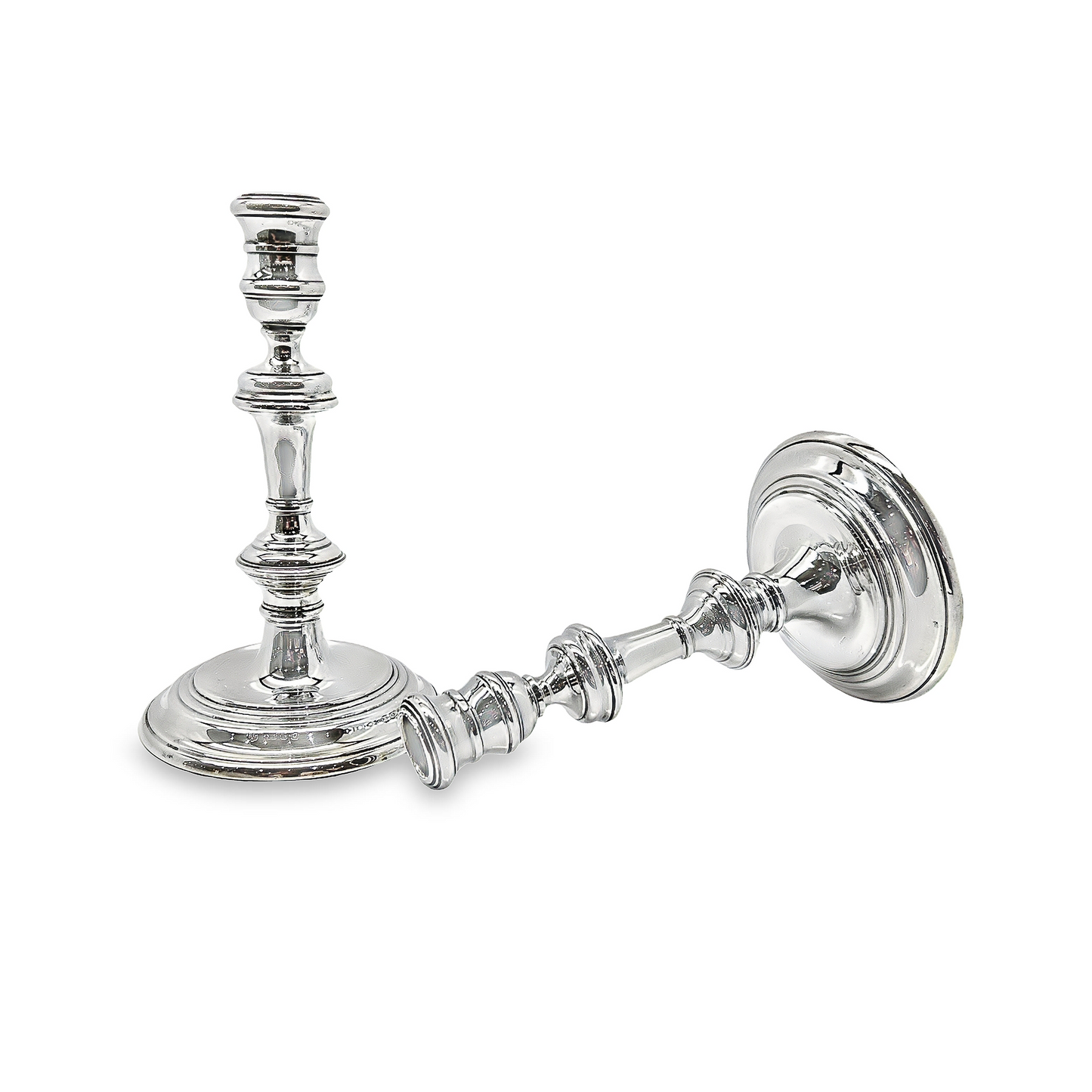 Vintage George I Style Fluted Sterling Silver Candlestick Holders Manufactured by Richard Comyns