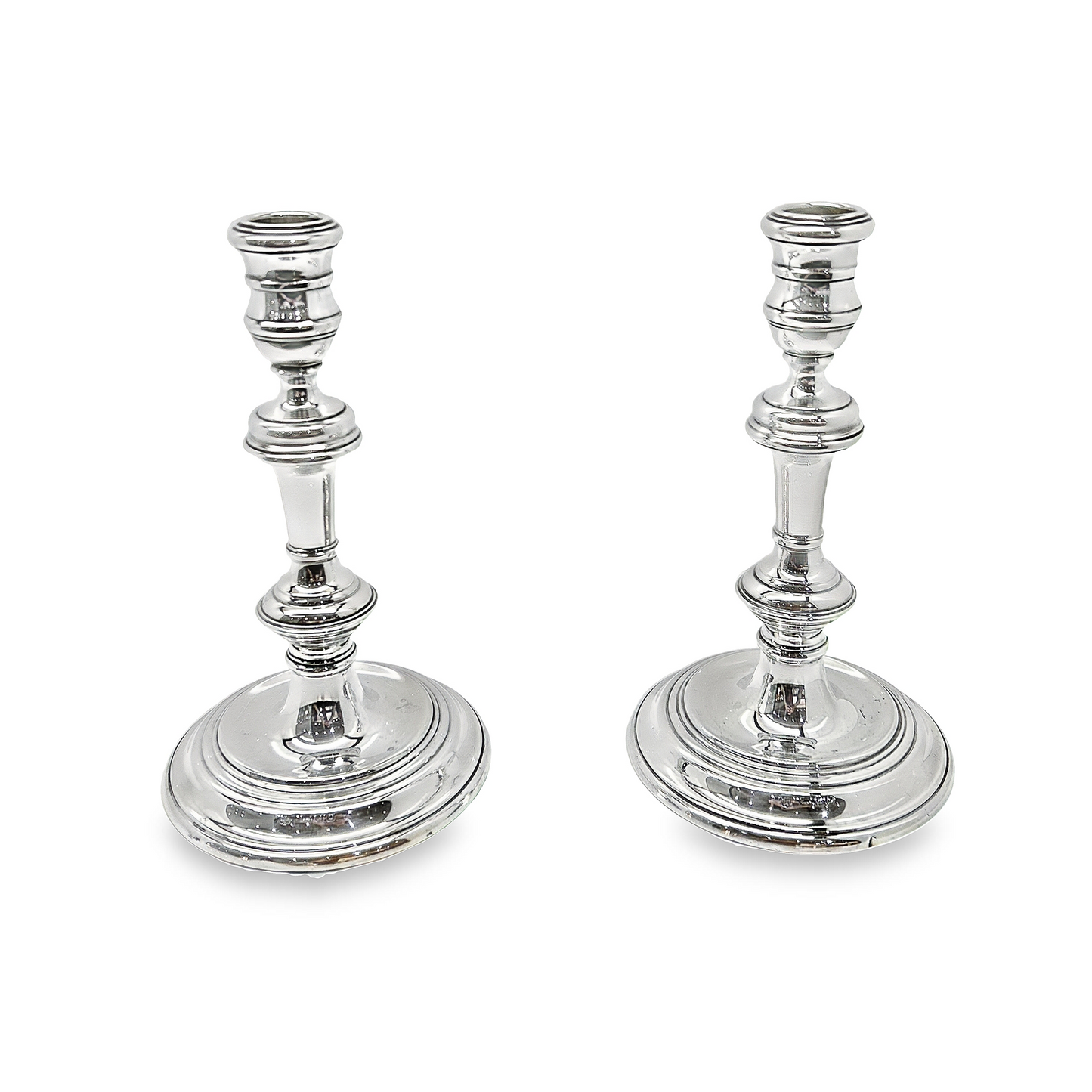 Vintage George I Style Fluted Sterling Silver Candlestick Holders Manufactured by Richard Comyns