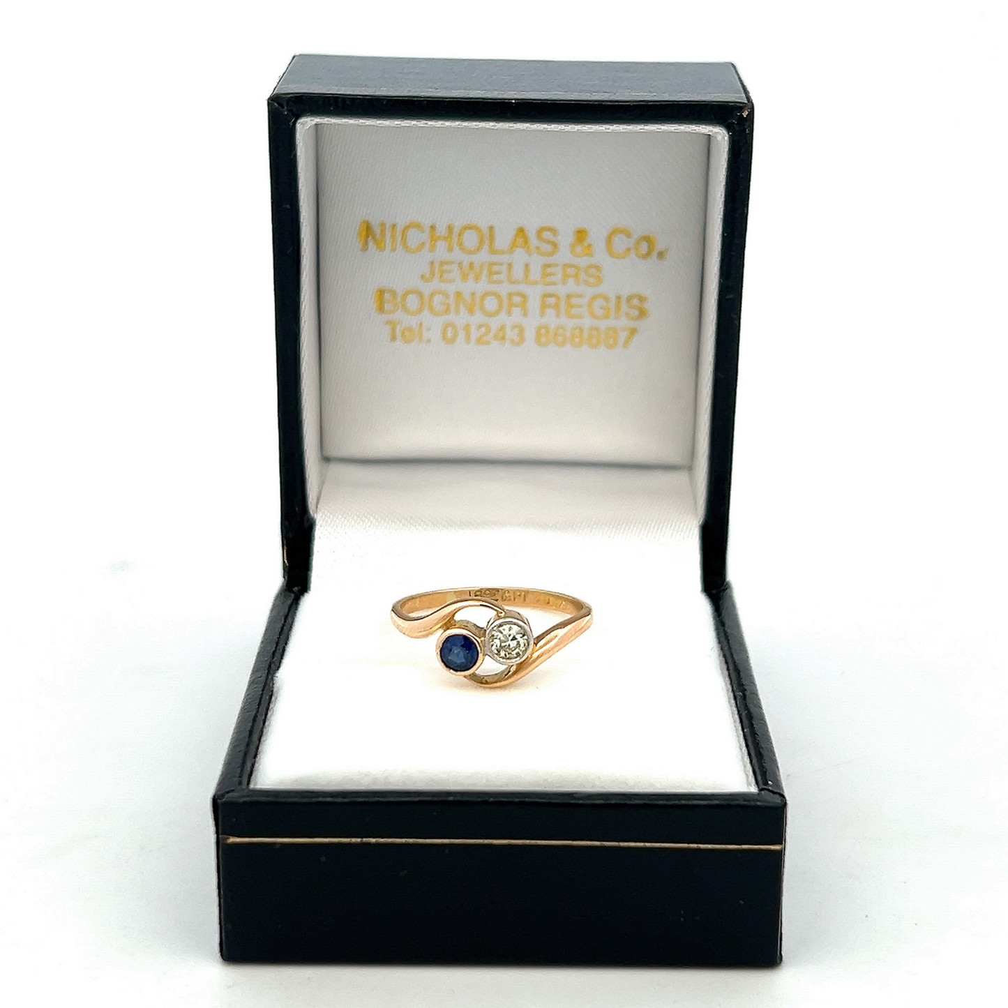 Antique Art Nouveau Sapphire and Diamond 18ct Gold 'Toi et Moi' Crossover Ring