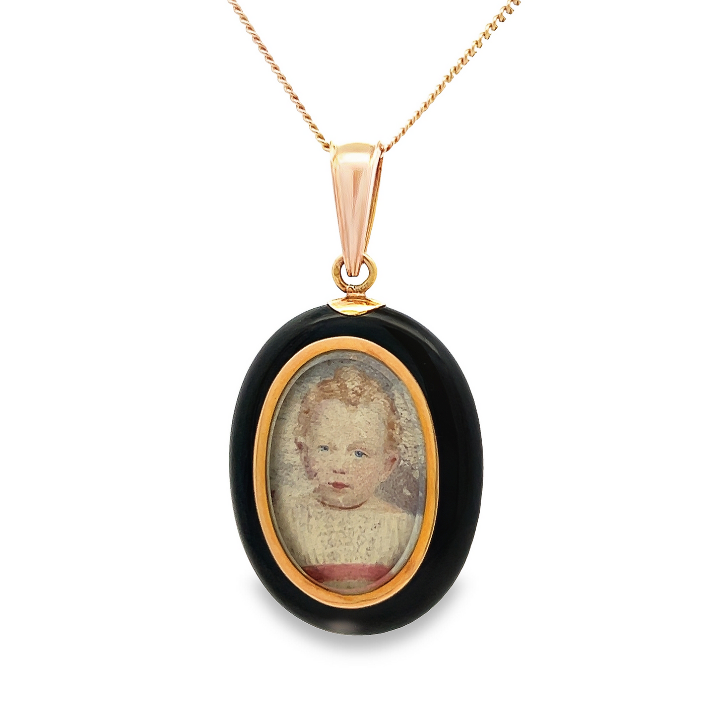 Antique Victorian Onyx and Seed Pearl 18ct Gold Oval Mourning Pendant with Locket Back