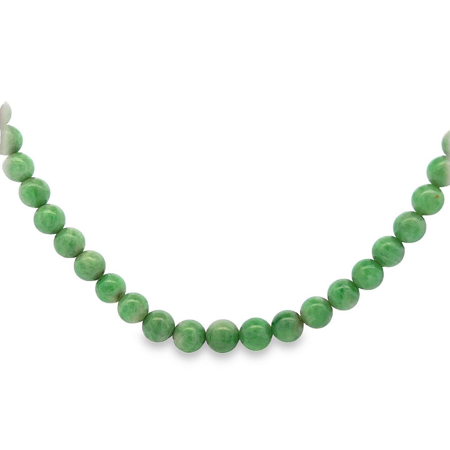 Antique Art Deco Jade Necklace with Diamond Set 18ct White Gold Clasp