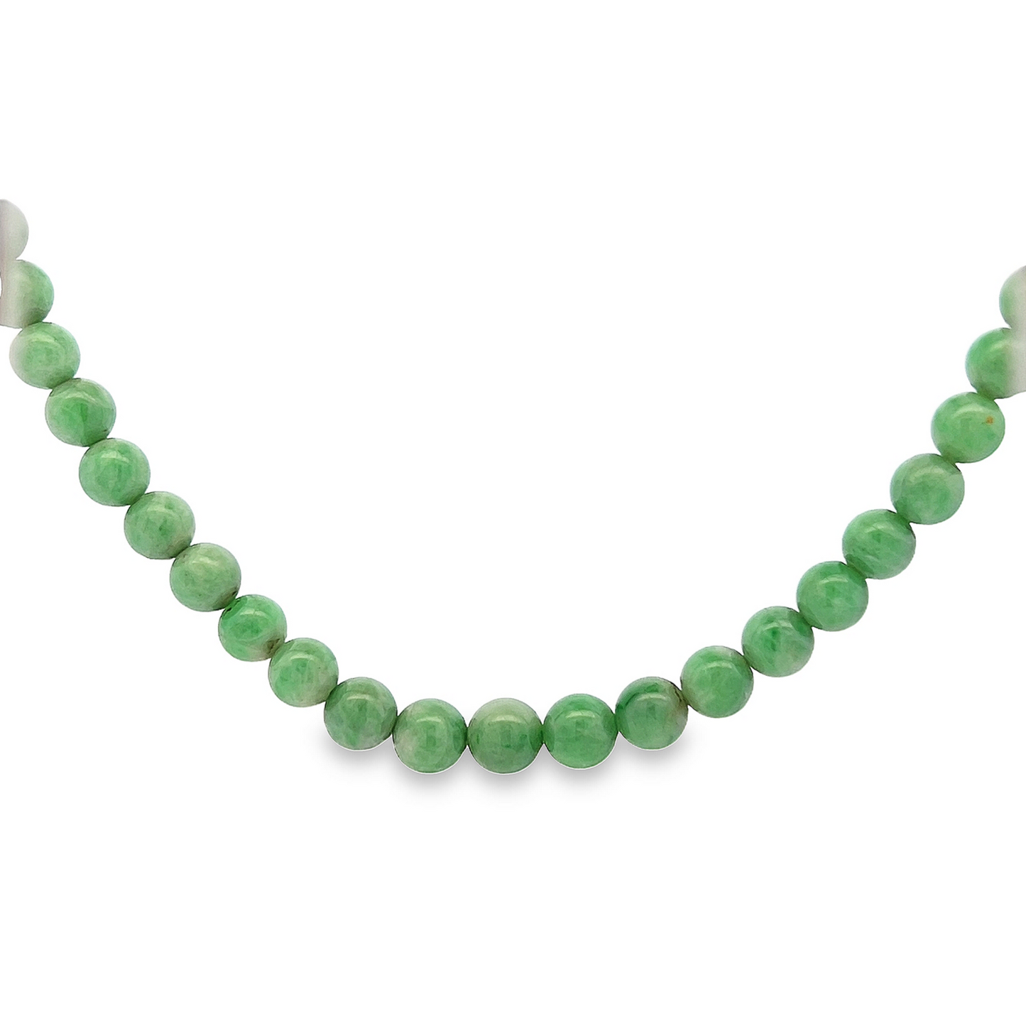 Antique Art Deco Jade Necklace with Diamond Set 18ct White Gold Clasp
