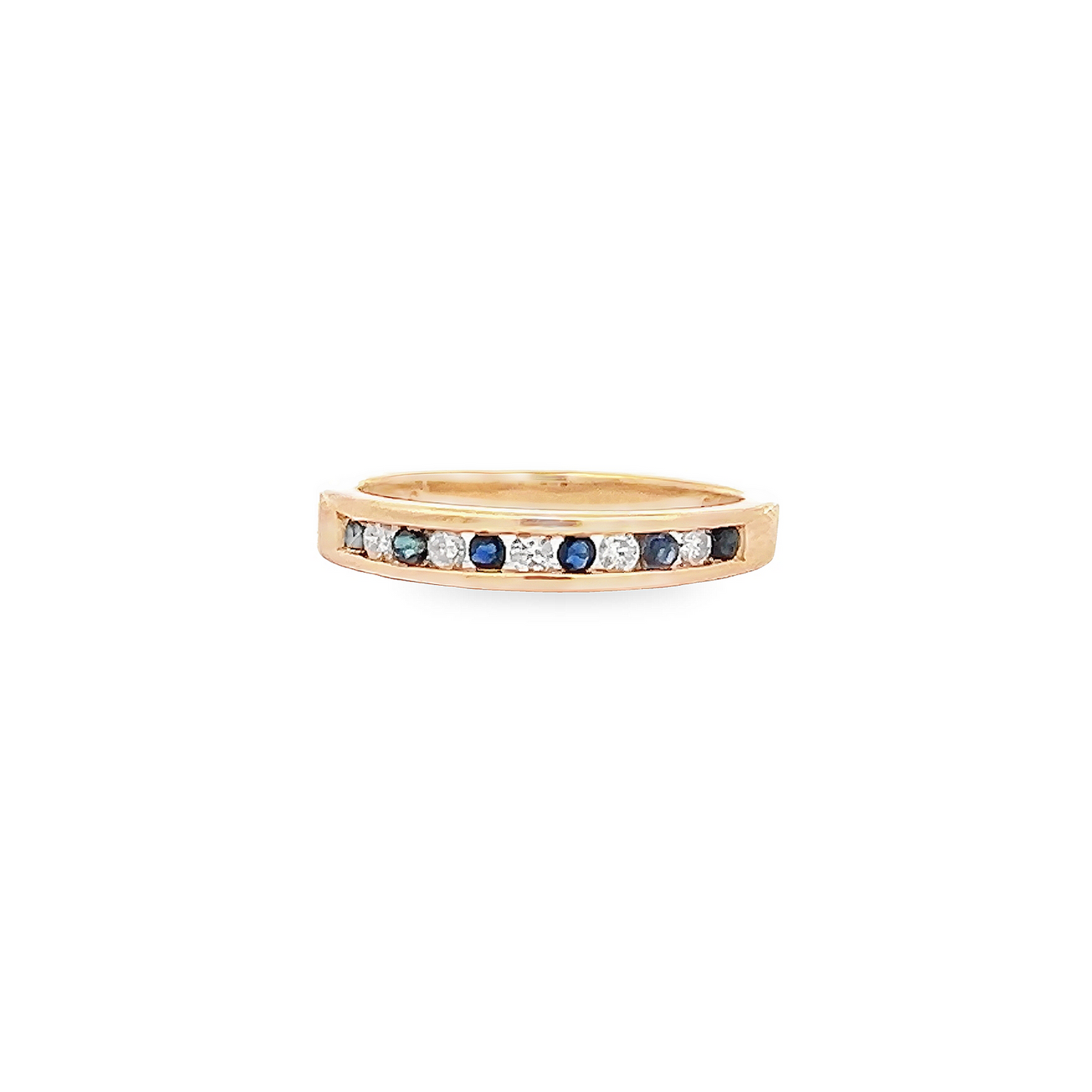 Vintage Diamond and Sapphire 18ct Gold Half Eternity Ring
