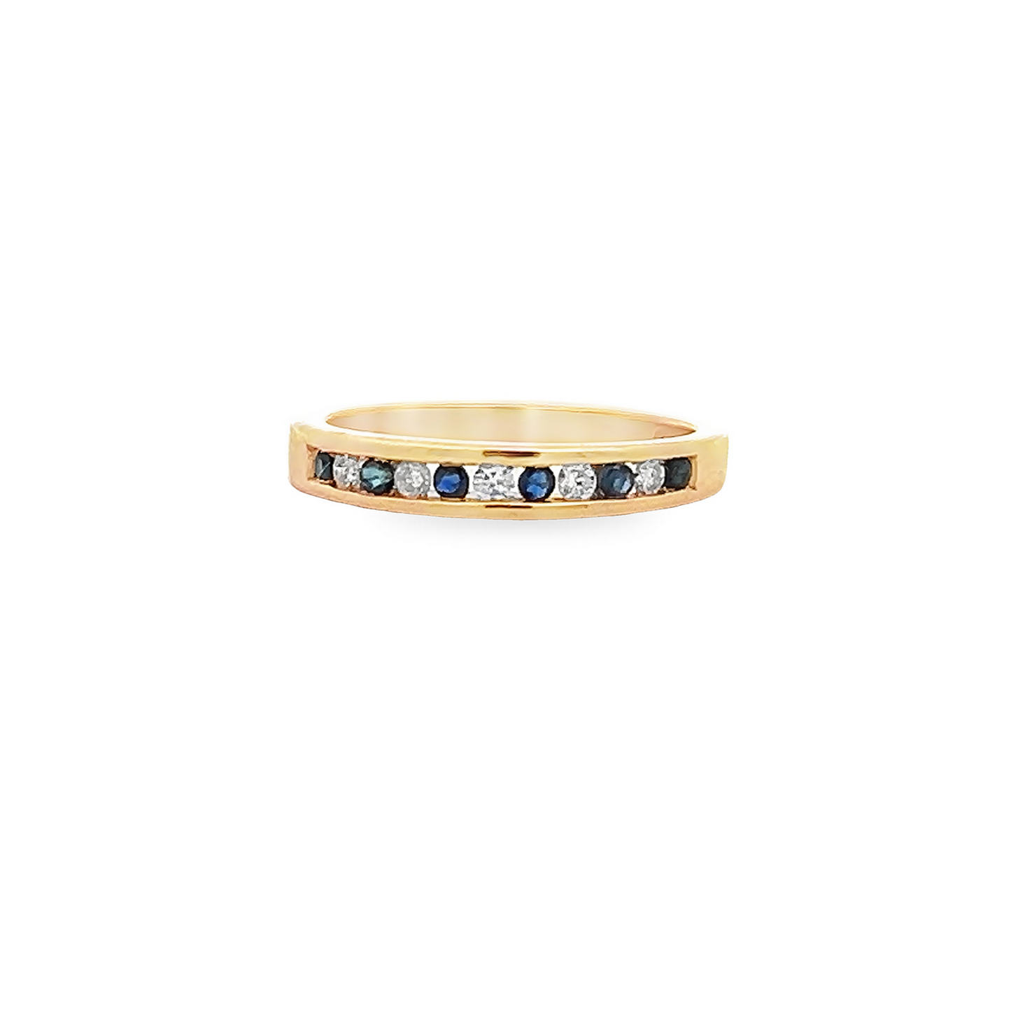 Vintage Diamond and Sapphire 18ct Gold Half Eternity Ring