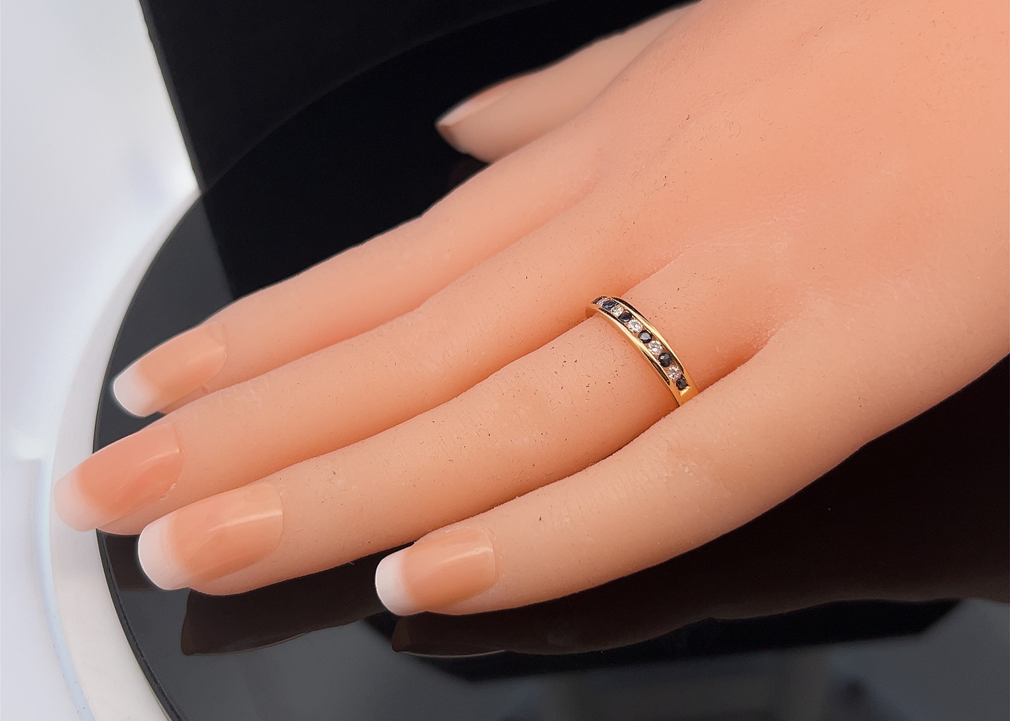 Vintage Diamond and Sapphire 18ct Gold Half Eternity Ring