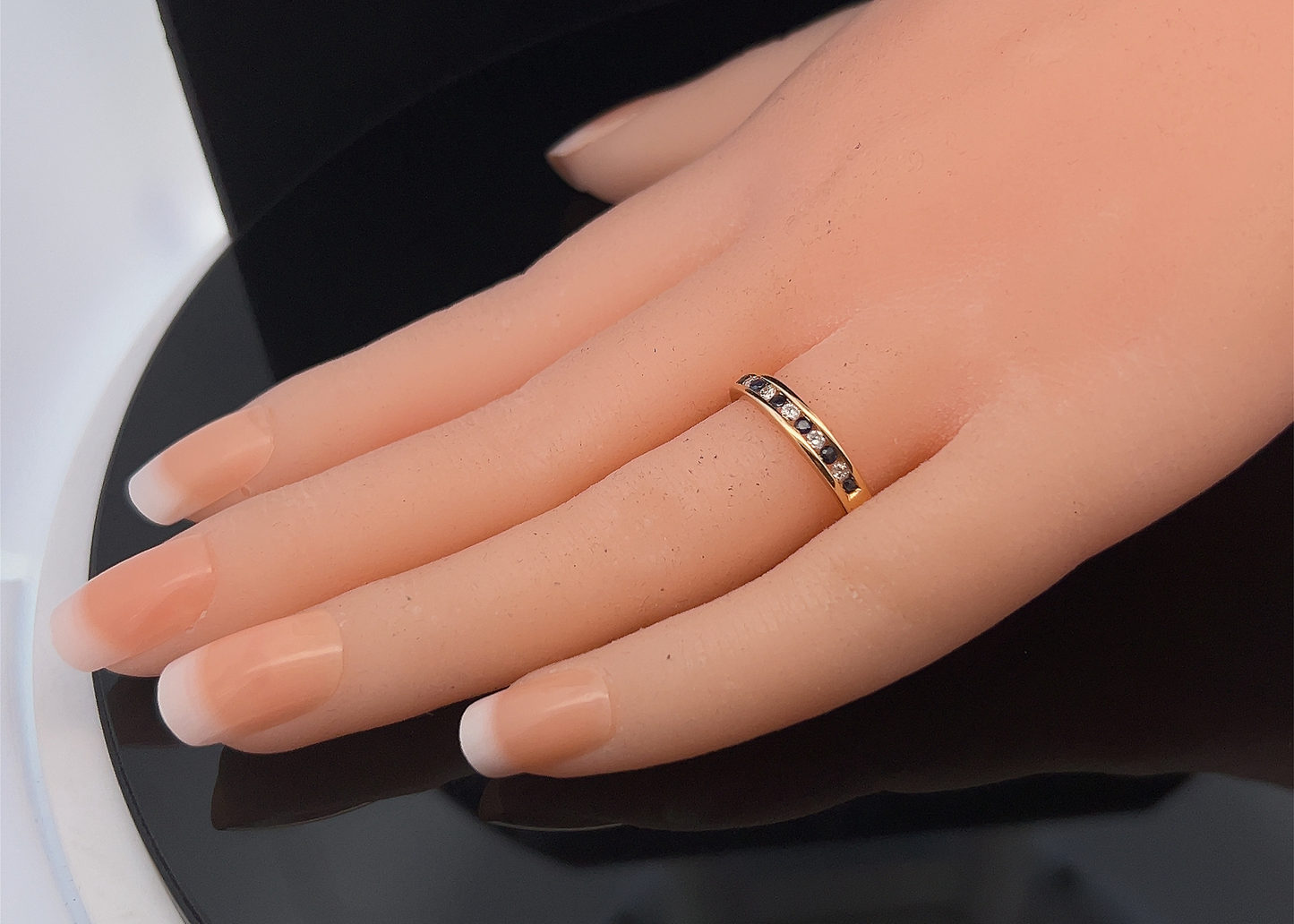 Vintage Diamond and Sapphire 18ct Gold Half Eternity Ring