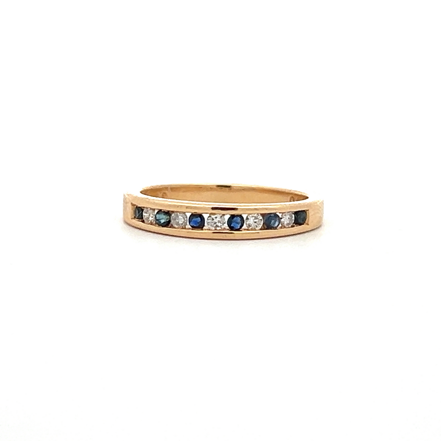 Vintage Diamond and Sapphire 18ct Gold Half Eternity Ring