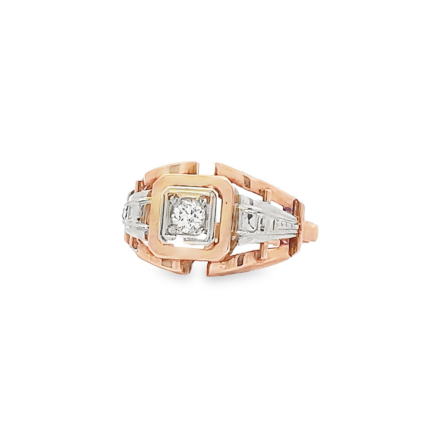 Vintage 1950's Art Deco 'Odeonesque' 18ct Gold Cocktail Ring Manufactured by Charles Garnier