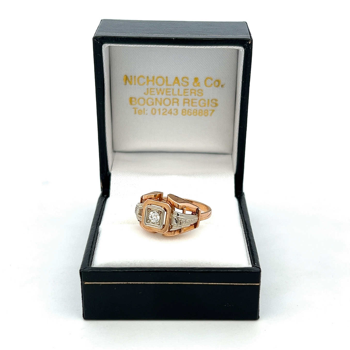 Vintage 1950's Art Deco 'Odeonesque' 18ct Gold Cocktail Ring Manufactured by Charles Garnier