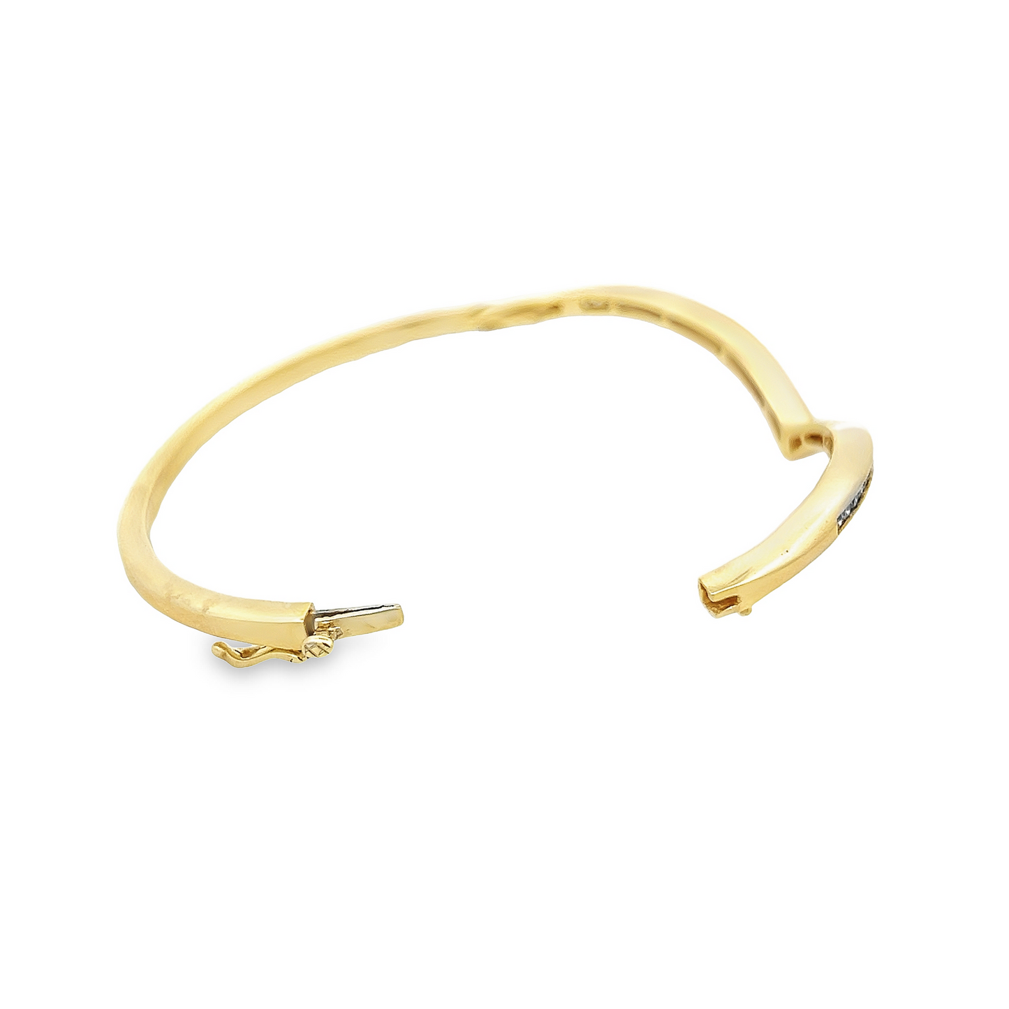 Vintage Diamond Set 9ct Gold Wishbone Bangle