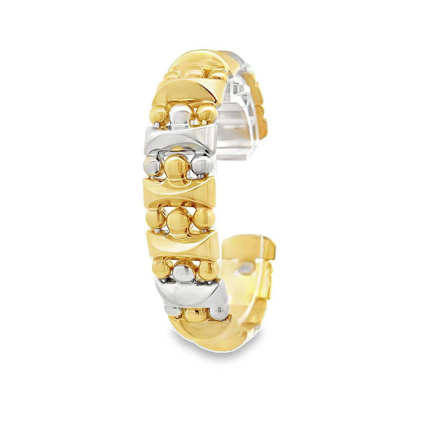 Vintage 18ct Gold Pyramid and Bead Design Cuff Bangle