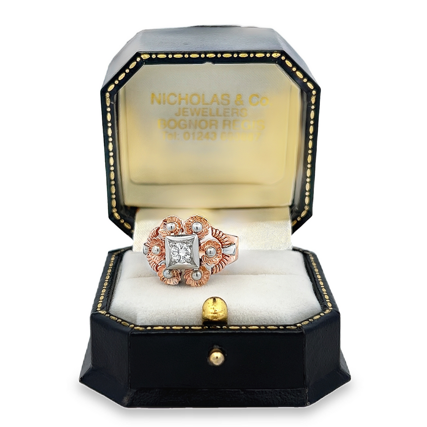 Vintage Mid-Century Diamond Set 18ct Gold Cocktail Ring