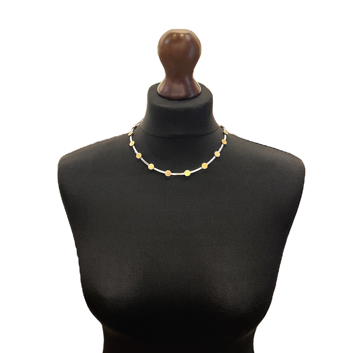 Vintage Modernist Two Tone 18ct Gold Collarette