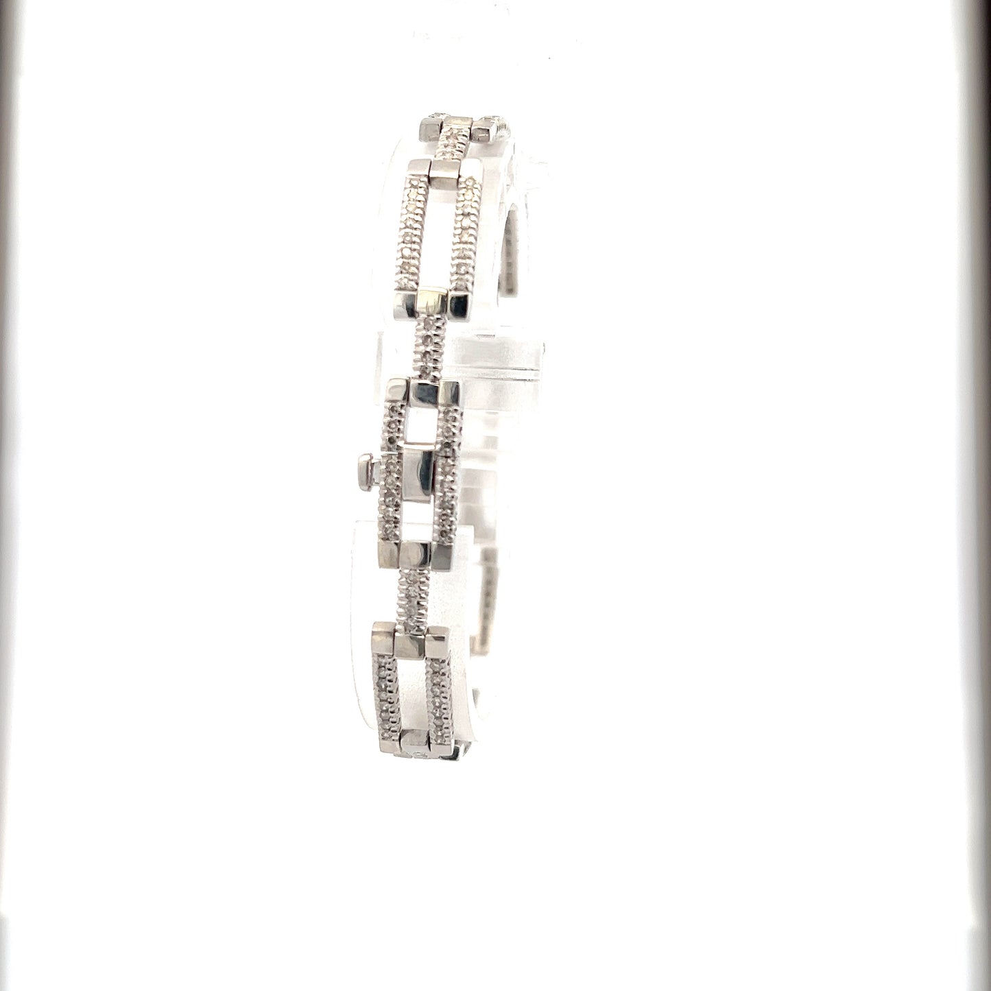Vintage Art Deco Style Diamond 9ct White Gold Articulated Bracelet