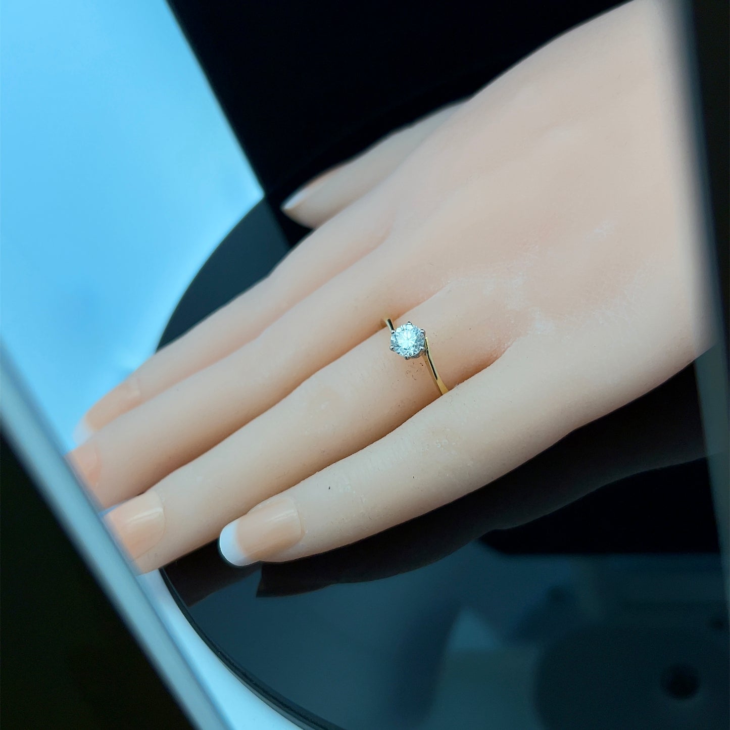 Vintage Solitaire Diamond Two Tone 18ct Gold 'Crossover' Ring. 0.60 Carat Diamond