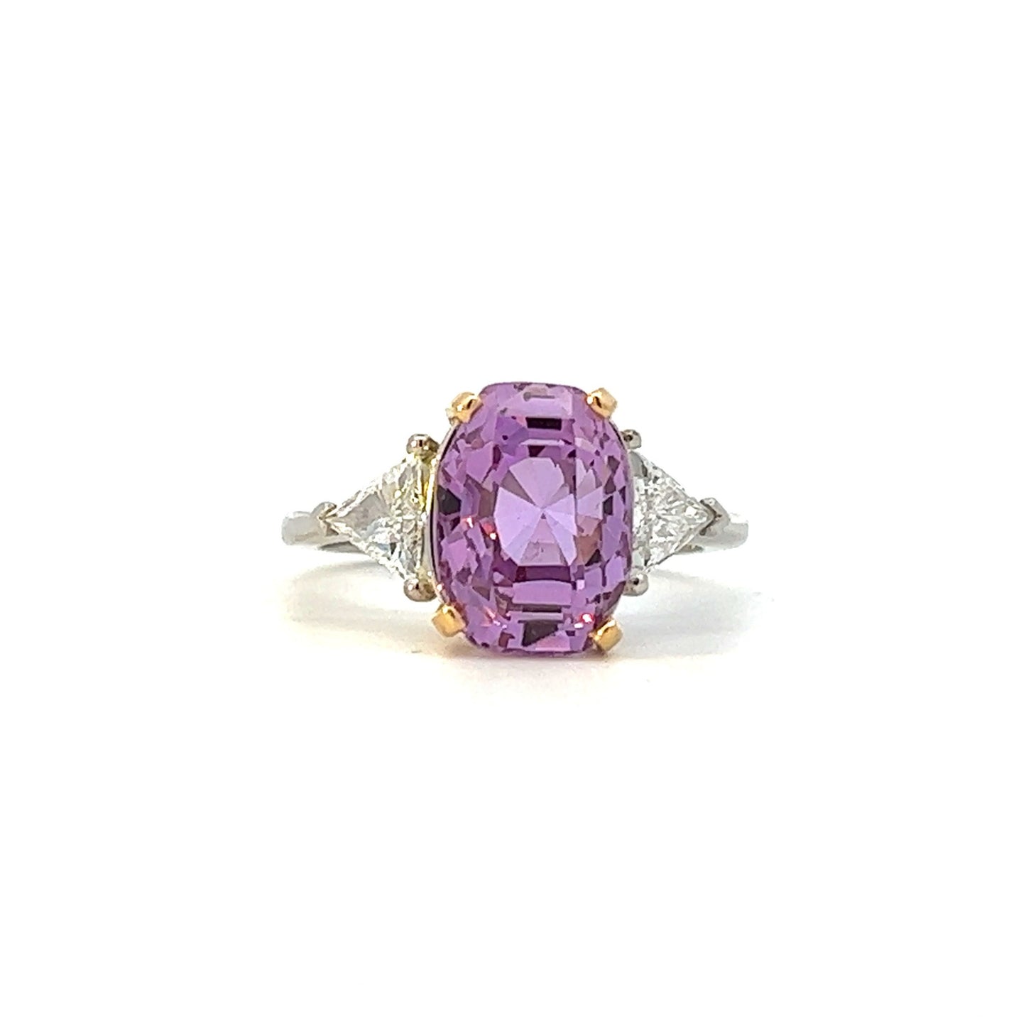 Certificated 7.49 Carats Natural Pink Sapphire & Diamond Platinum Ring