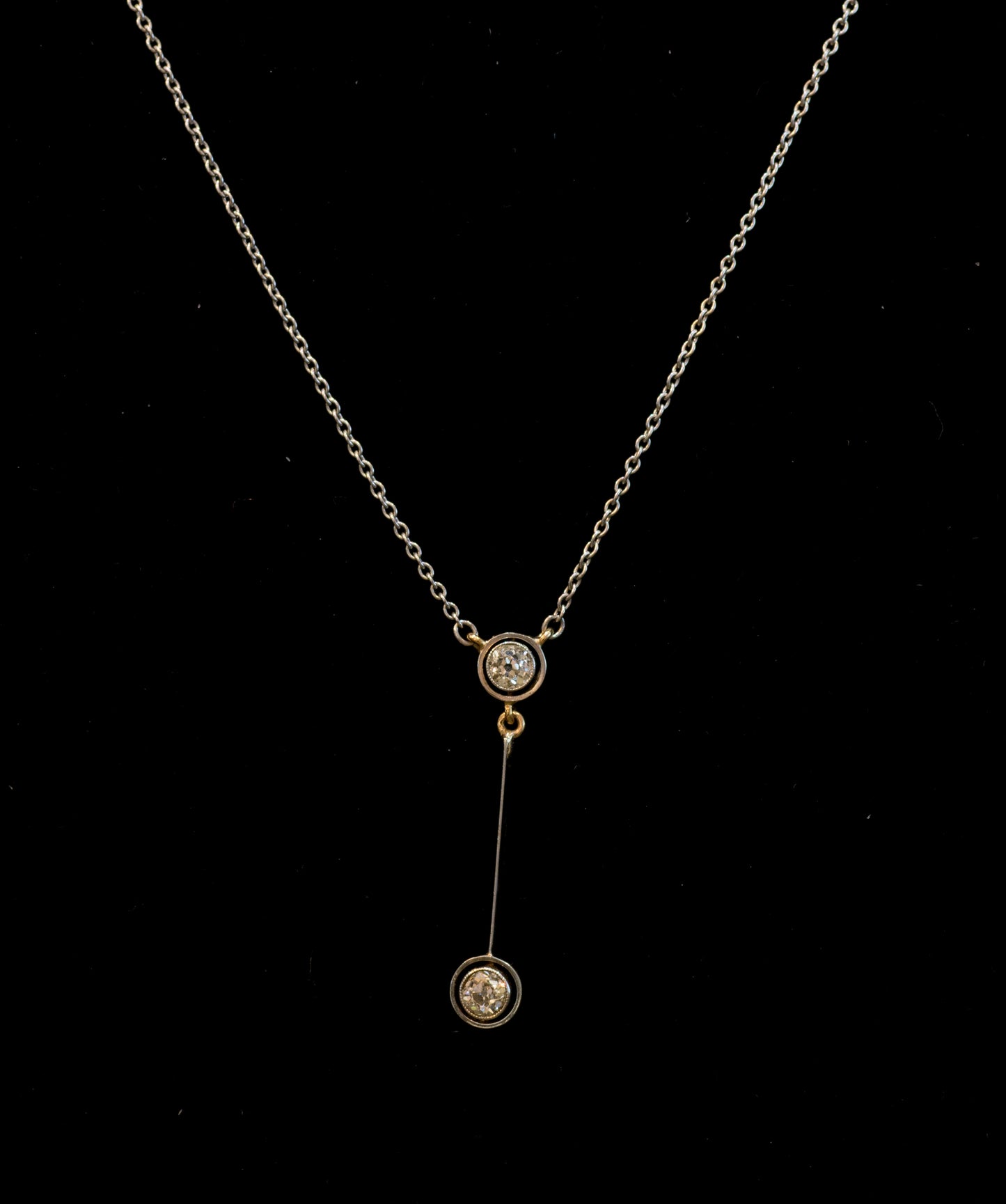 Antique Platinum & 15ct Gold Old European Cut Diamond Lavalier / Negligee Pendant. Circa 1910
