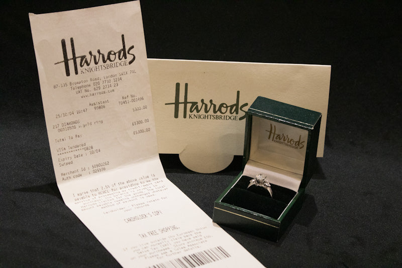 Vintage 18ct Gold and Diamond Ring. Trillion Cut Diamond Shoulders 1.37ct total From Harrods Knightsbridge