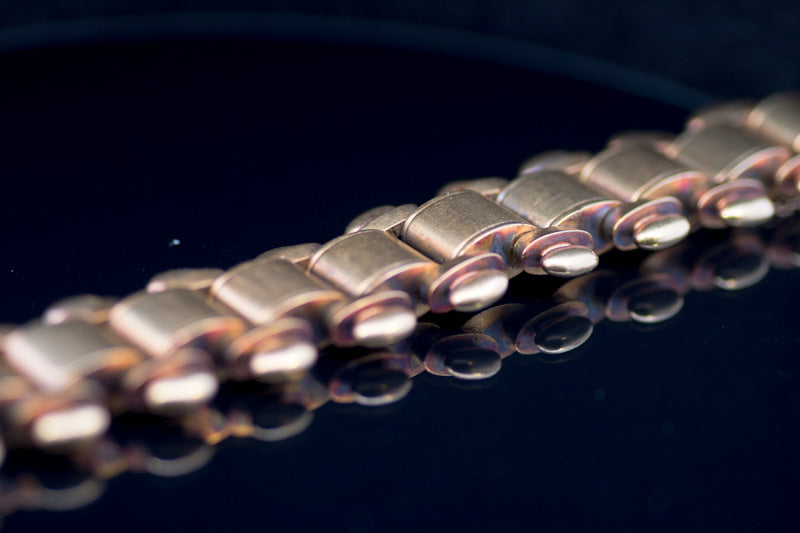 Rare Antique Victorian 'Tank Track' 15ct Gold Bracelet. English Circa 1860. 47.3g