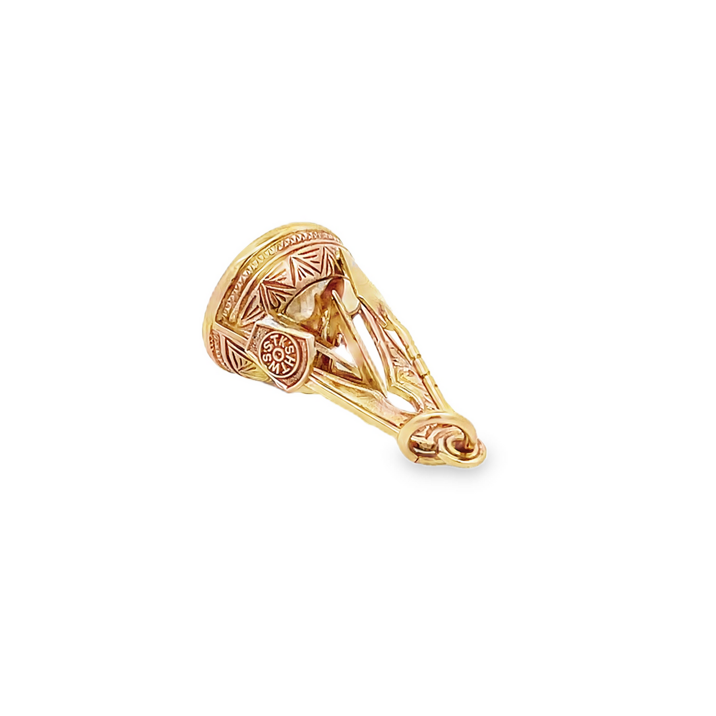 Vintage Onyx 9ct Gold Masonic Symbols Watch Fob