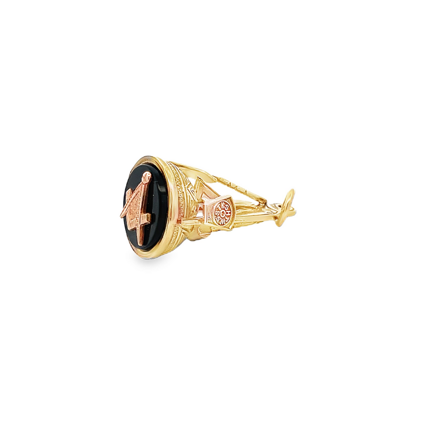 Vintage Onyx 9ct Gold Masonic Symbols Watch Fob
