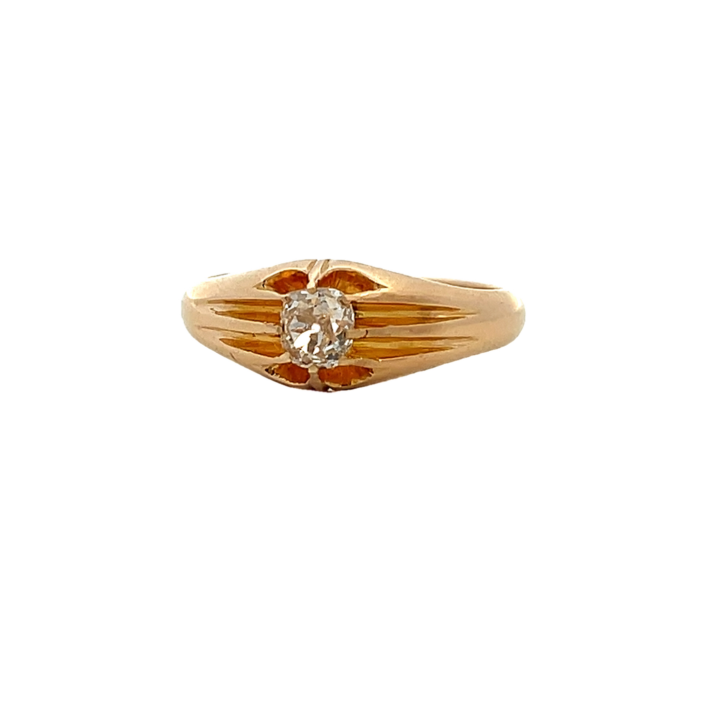 Antique Edwardian Solitaire Old Mine Cut 0.50ct Diamond 18ct Gold Gypsy Ring