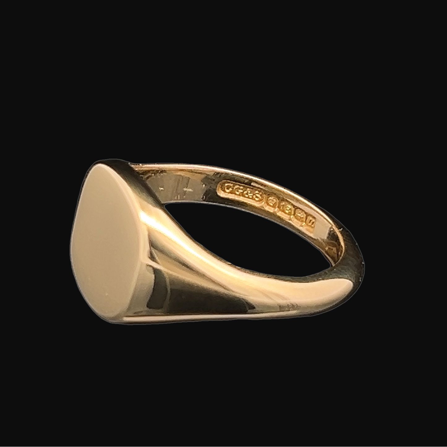 Vintage 18ct Gold Plain Signet Ring Manufactured by Charles Green & Sons