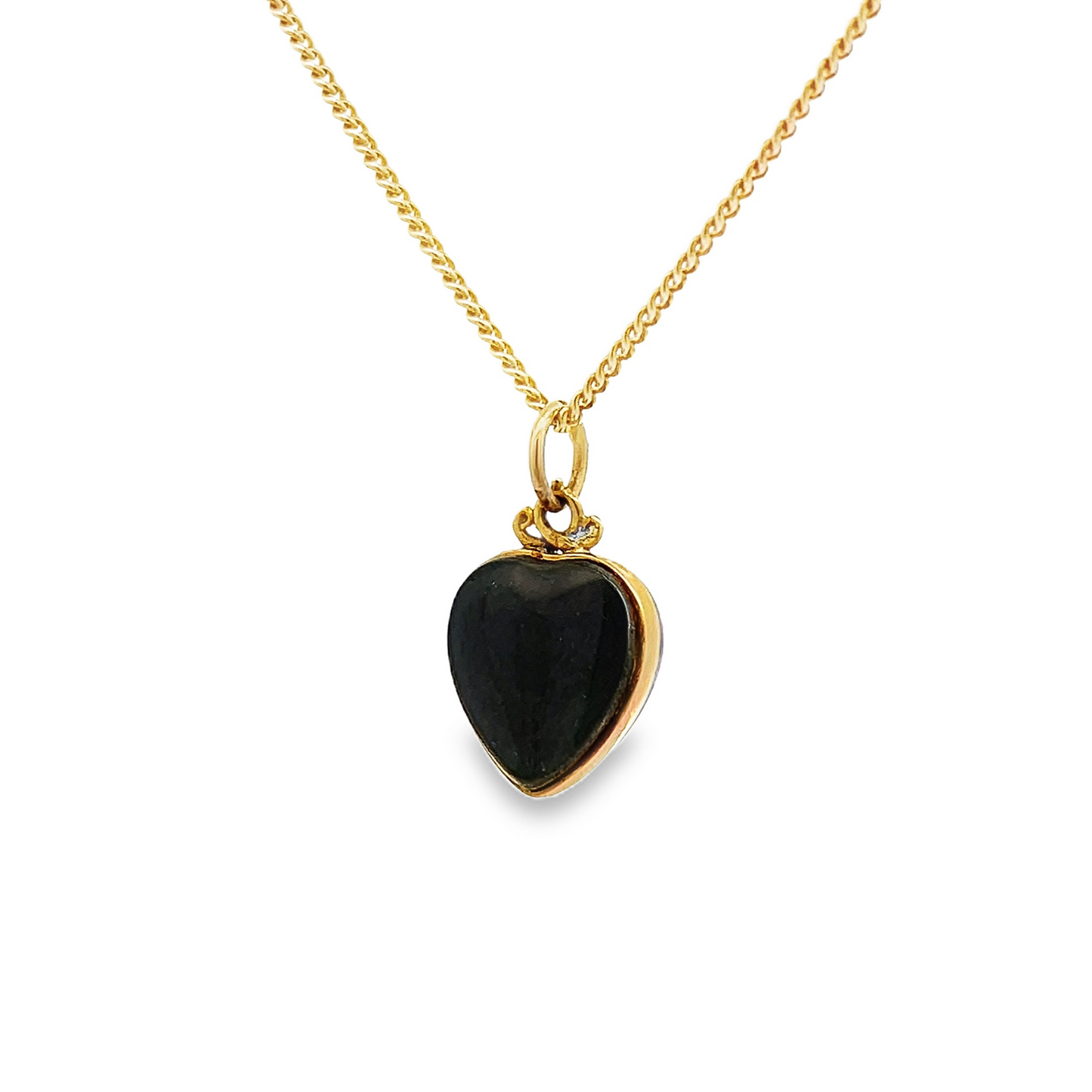 Antique Victorian Blue Enamel Heart Shaped 9ct Gold Pendant Locket set with a Natural Split Pearl