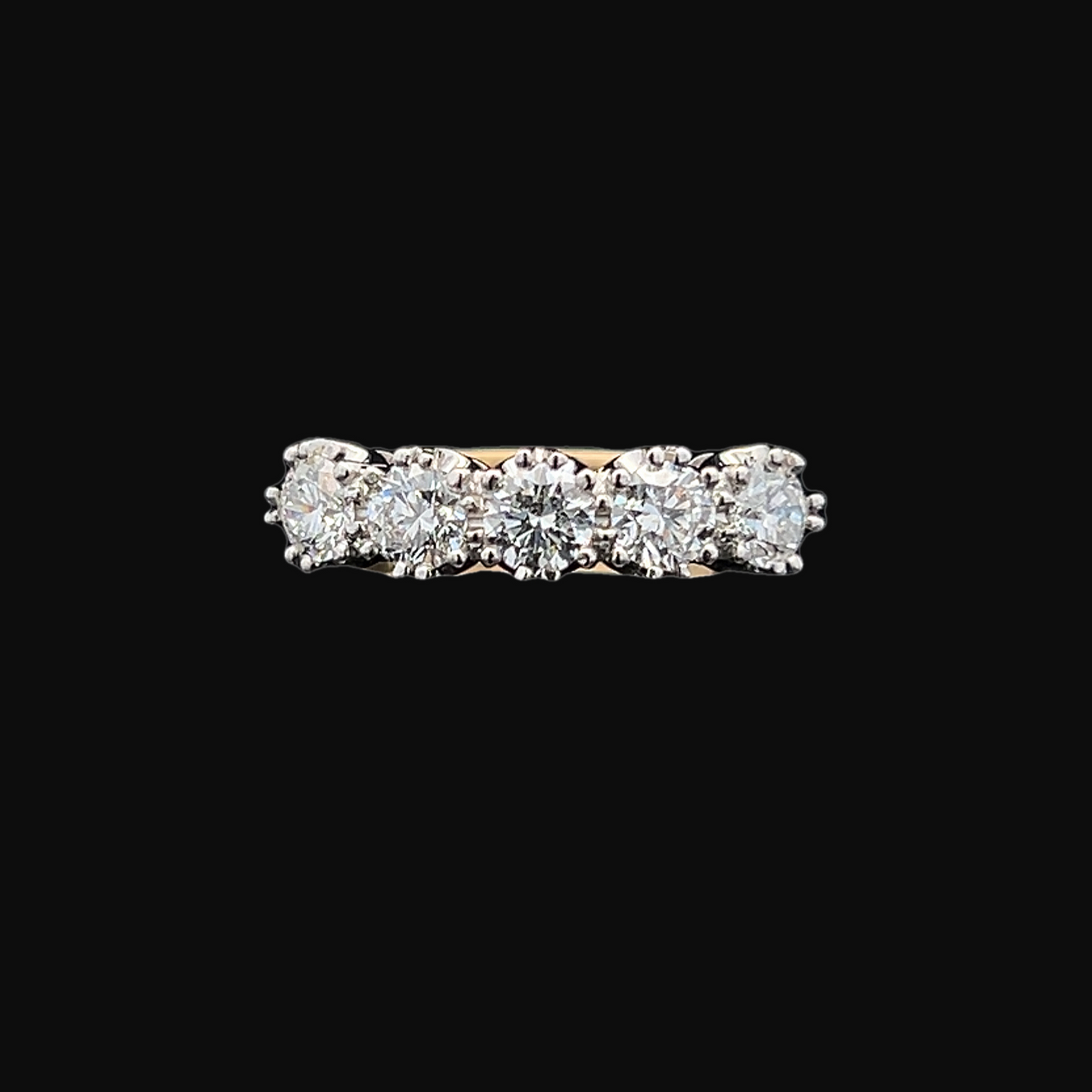 Bespoke 1.51 Carats 5 Stone Natural Diamond 18ct Gold and Platinum Ring