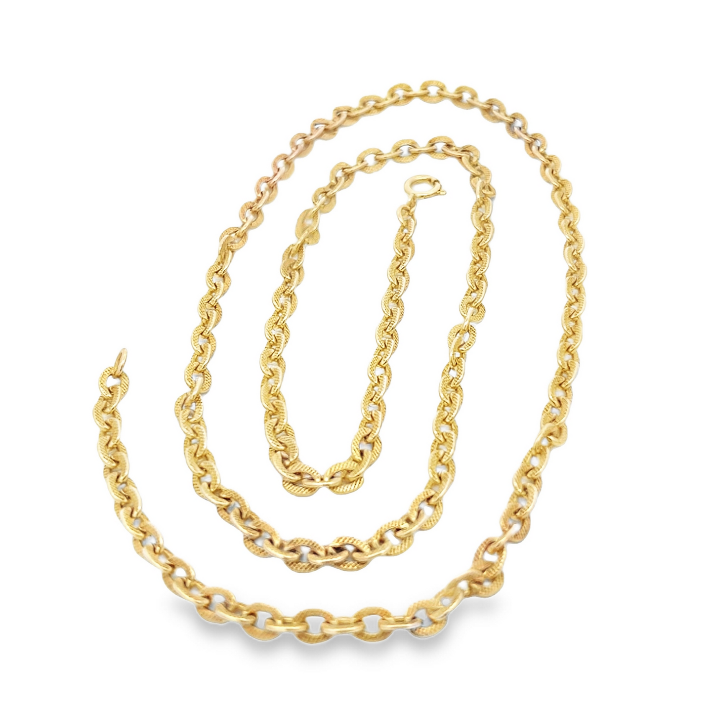 Vintage Georgian Style 9ct Gold Ornate Oval Engraved Link Chain