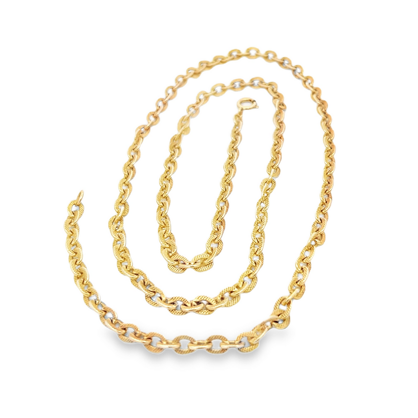 Vintage Georgian Style 9ct Gold Ornate Oval Engraved Link Chain