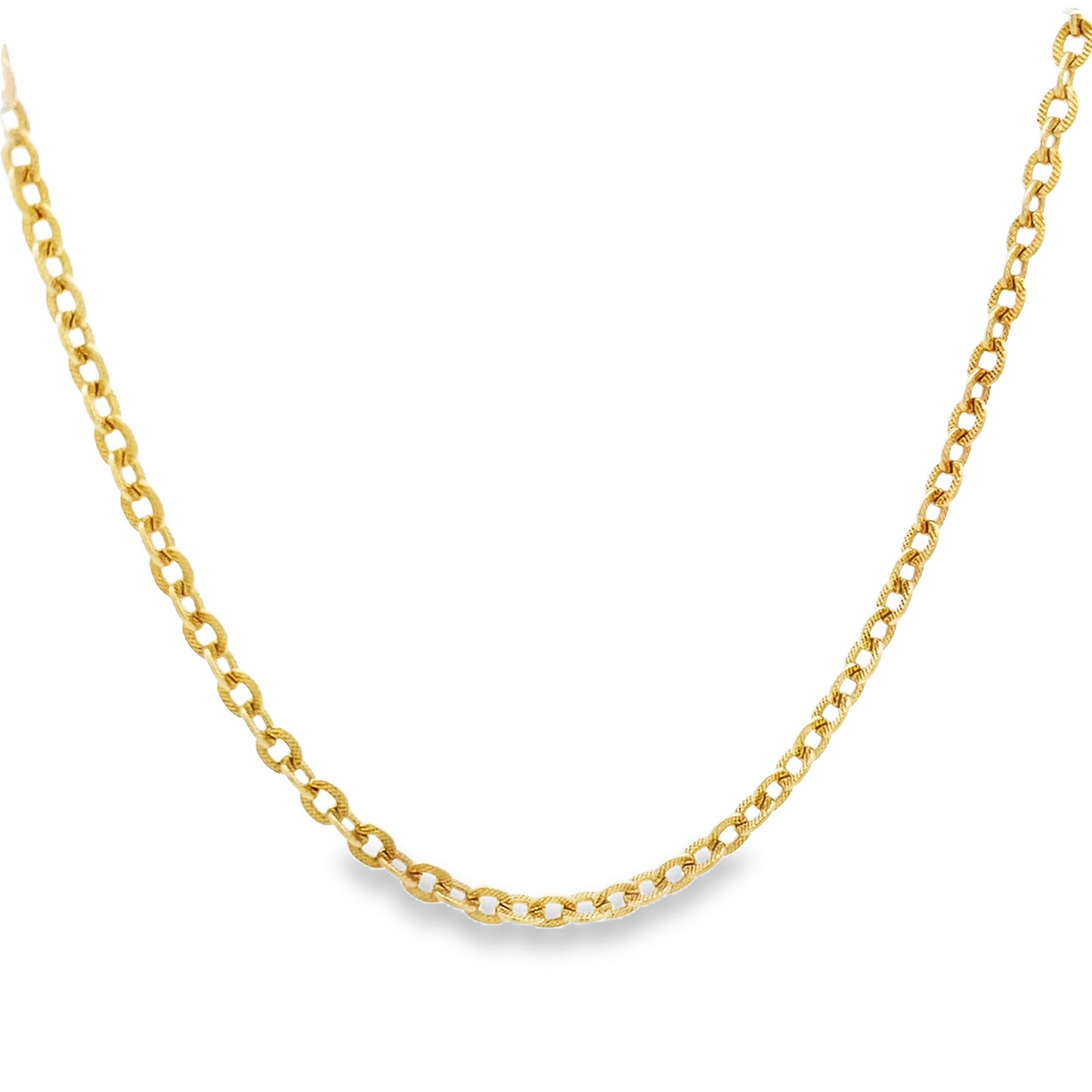 Vintage Georgian Style 9ct Gold Ornate Oval Engraved Link Chain