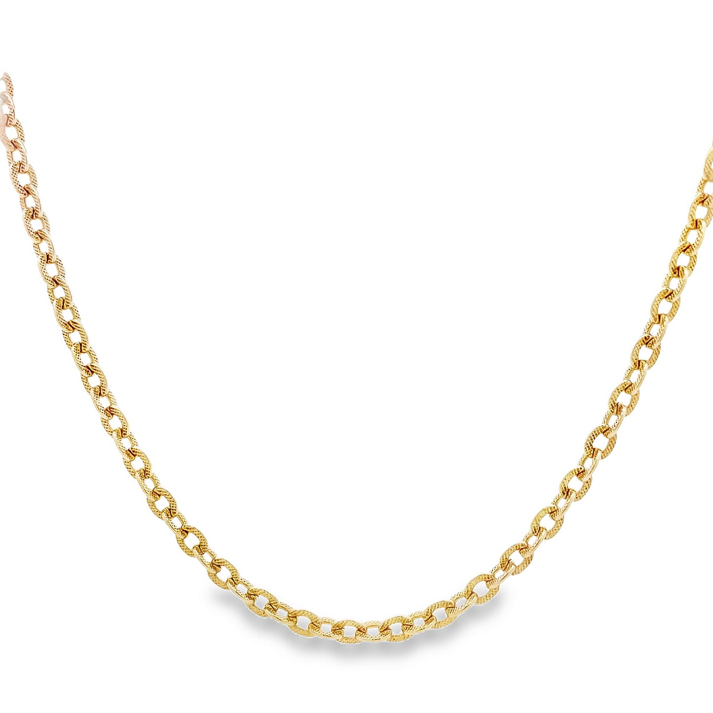 Vintage Georgian Style 9ct Gold Ornate Oval Engraved Link Chain