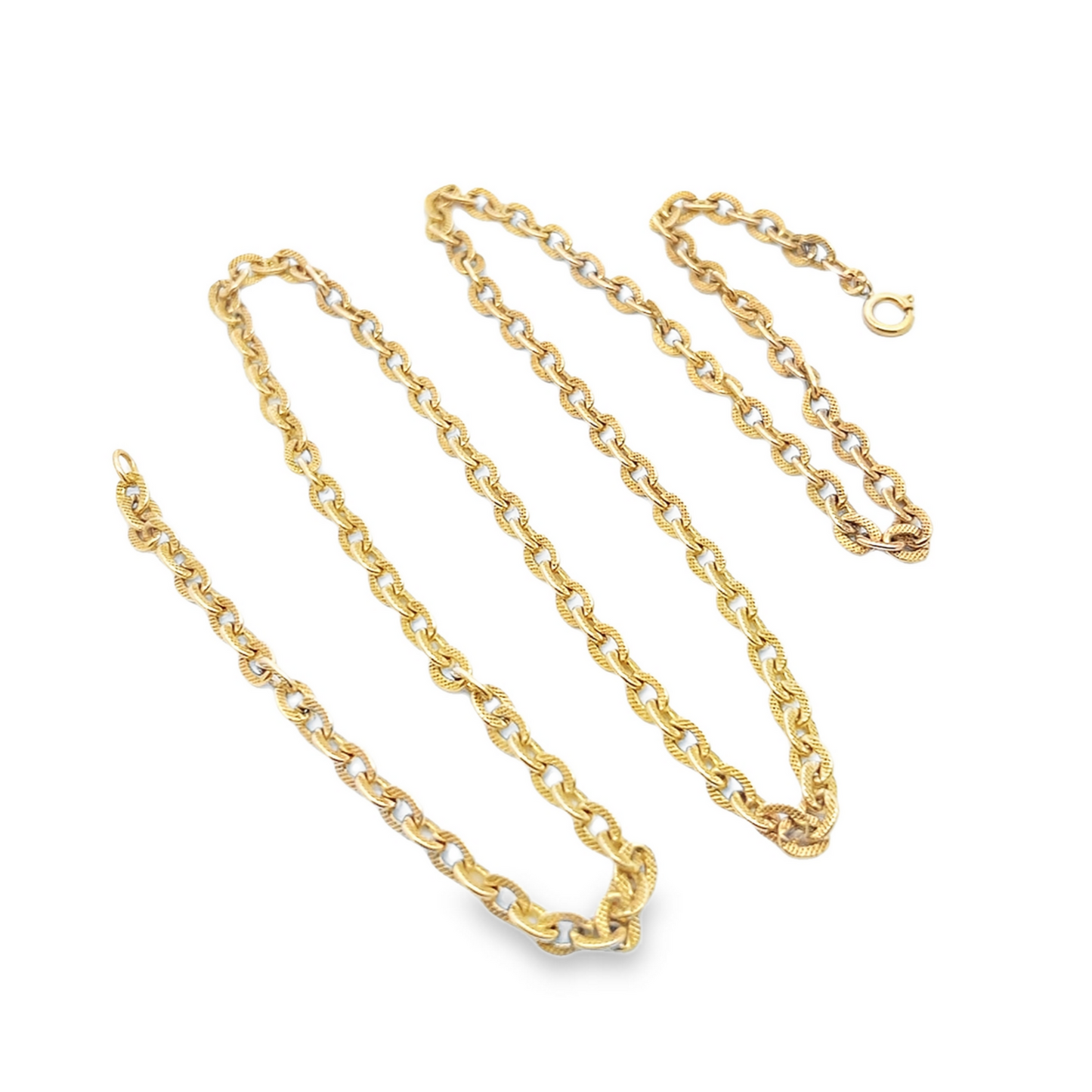 Vintage Georgian Style 9ct Gold Ornate Oval Engraved Link Chain