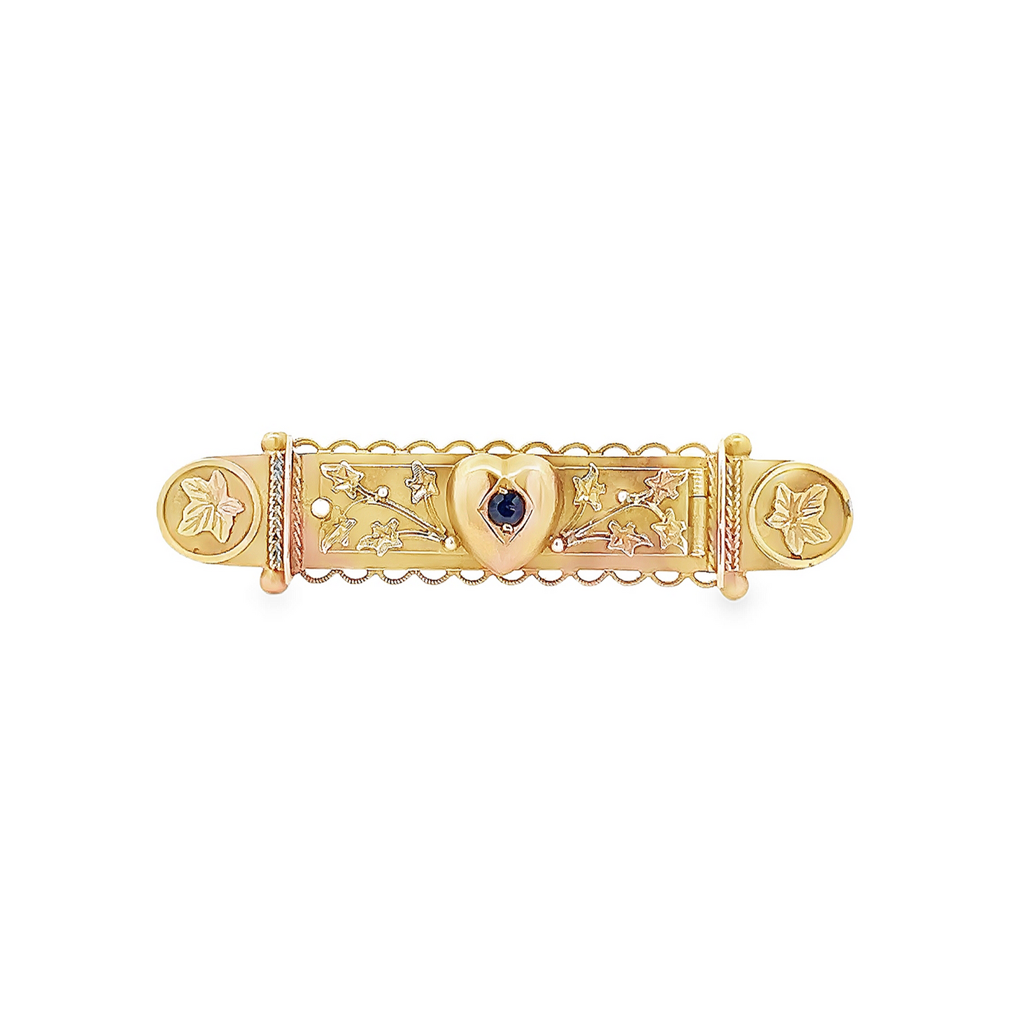 Antique Edwardian 'Secret Mizpah' Sapphire Heart 9ct Gold Brooch