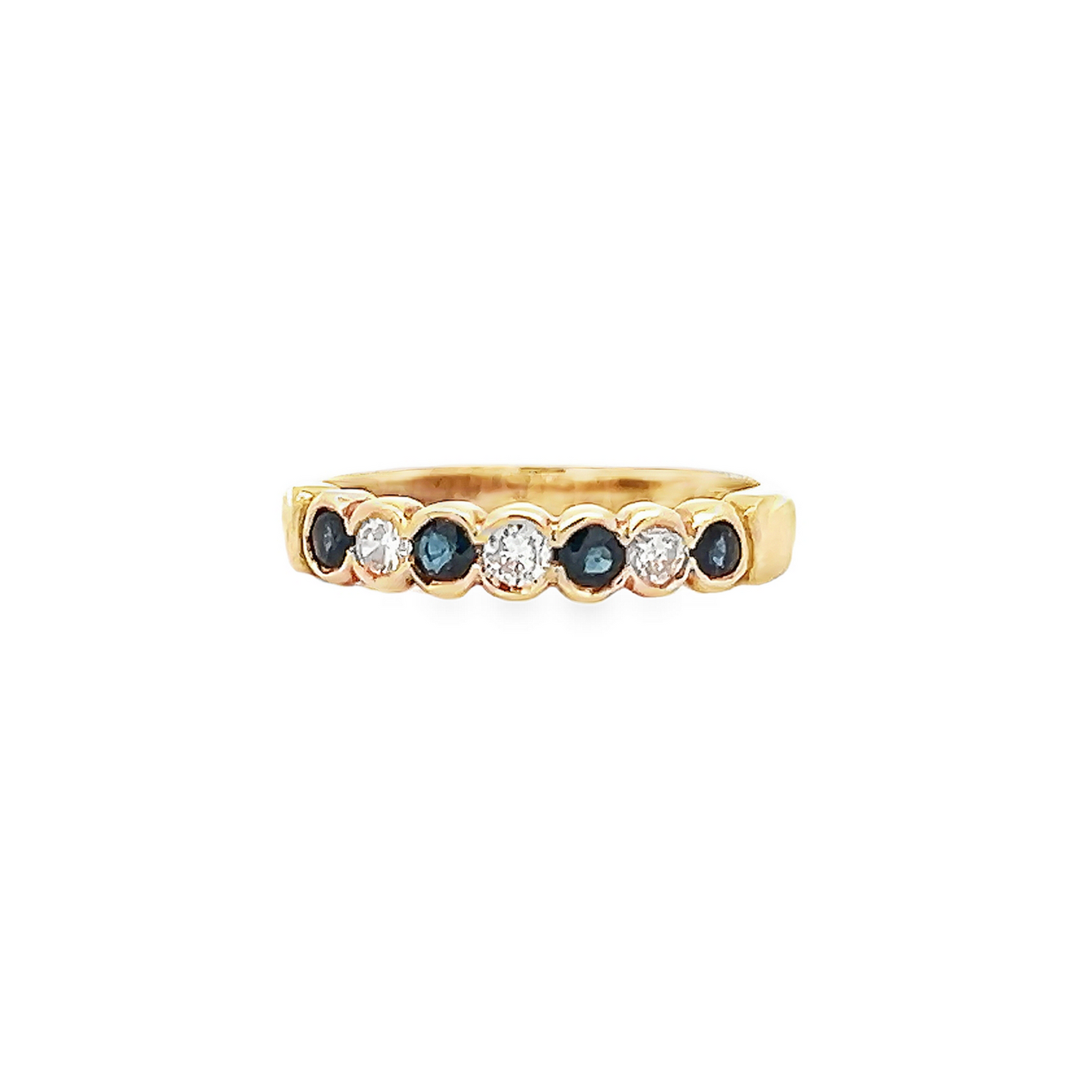 Vintage Diamond and Sapphire 18ct Gold Half Eternity Ring