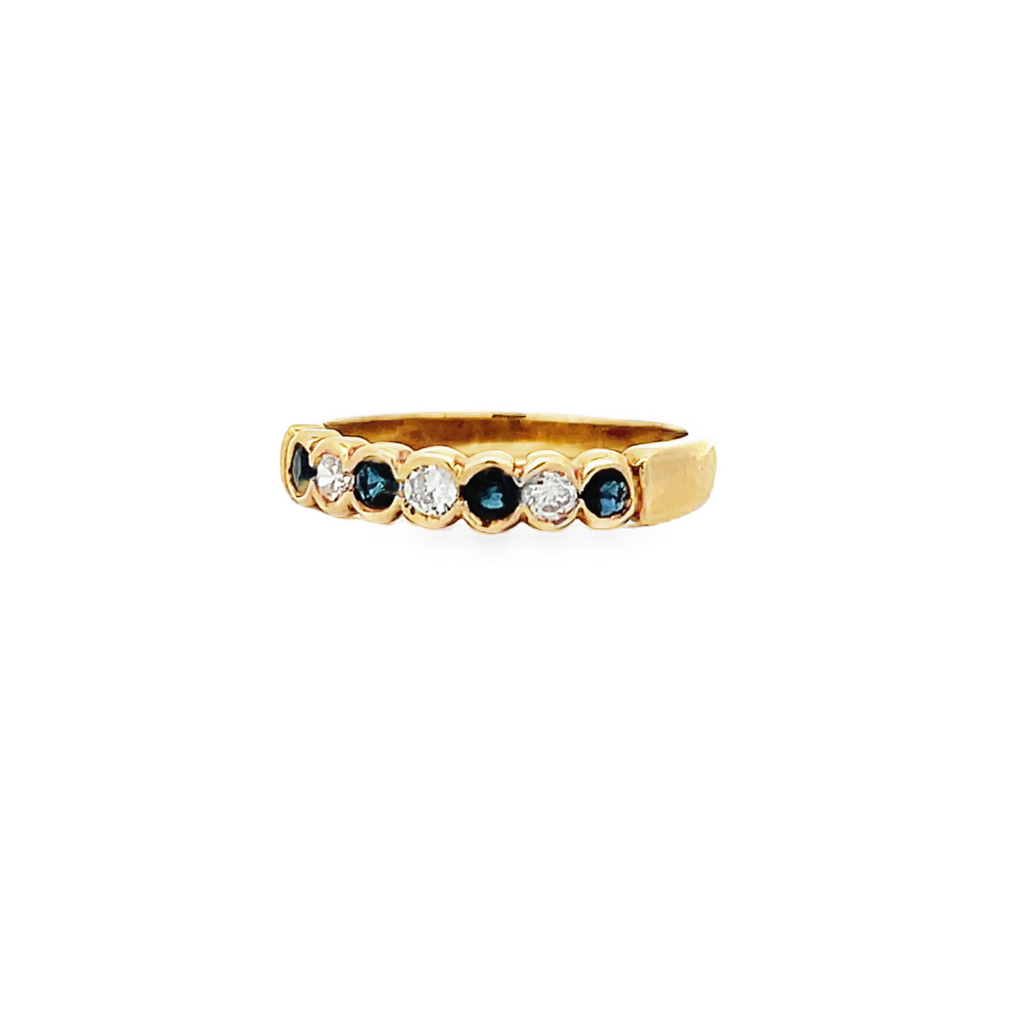 Vintage Diamond and Sapphire 18ct Gold Half Eternity Ring