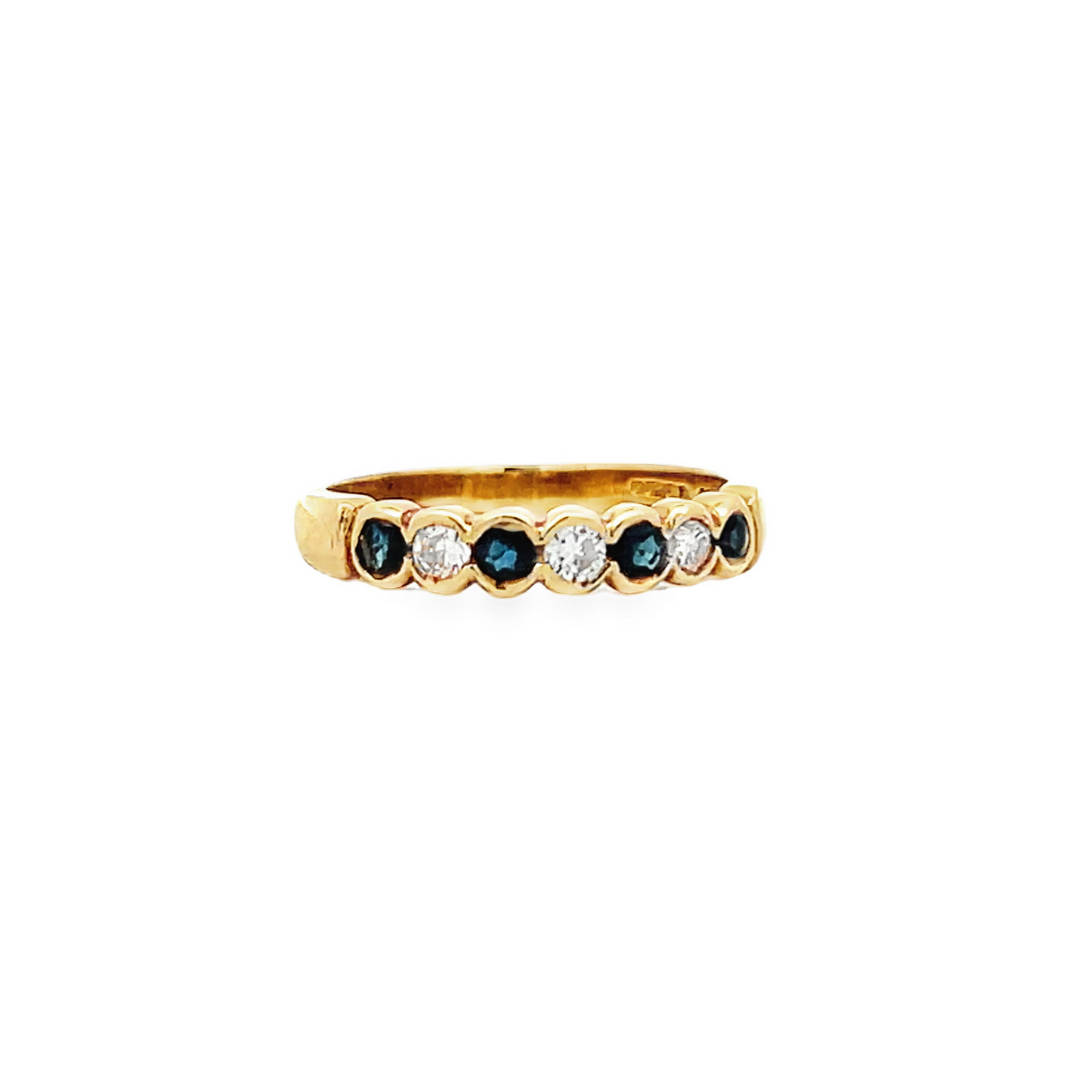 Vintage Diamond and Sapphire 18ct Gold Half Eternity Ring