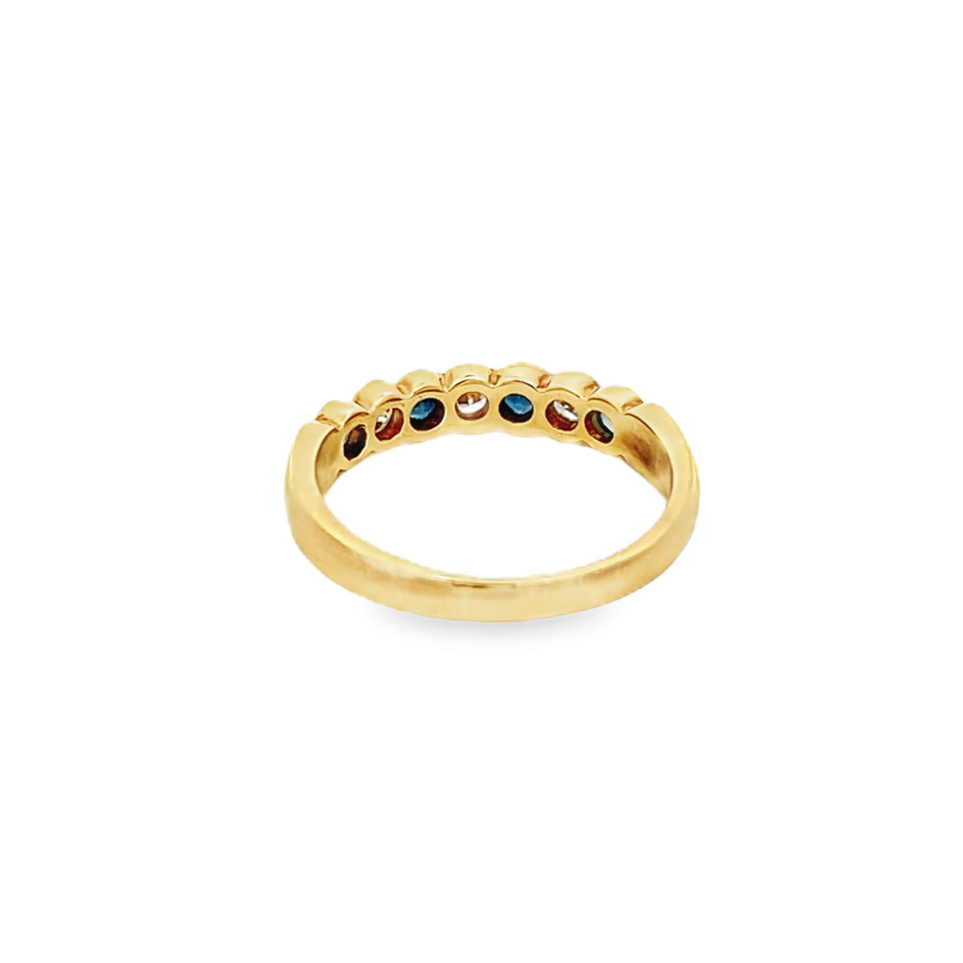 Vintage Diamond and Sapphire 18ct Gold Half Eternity Ring