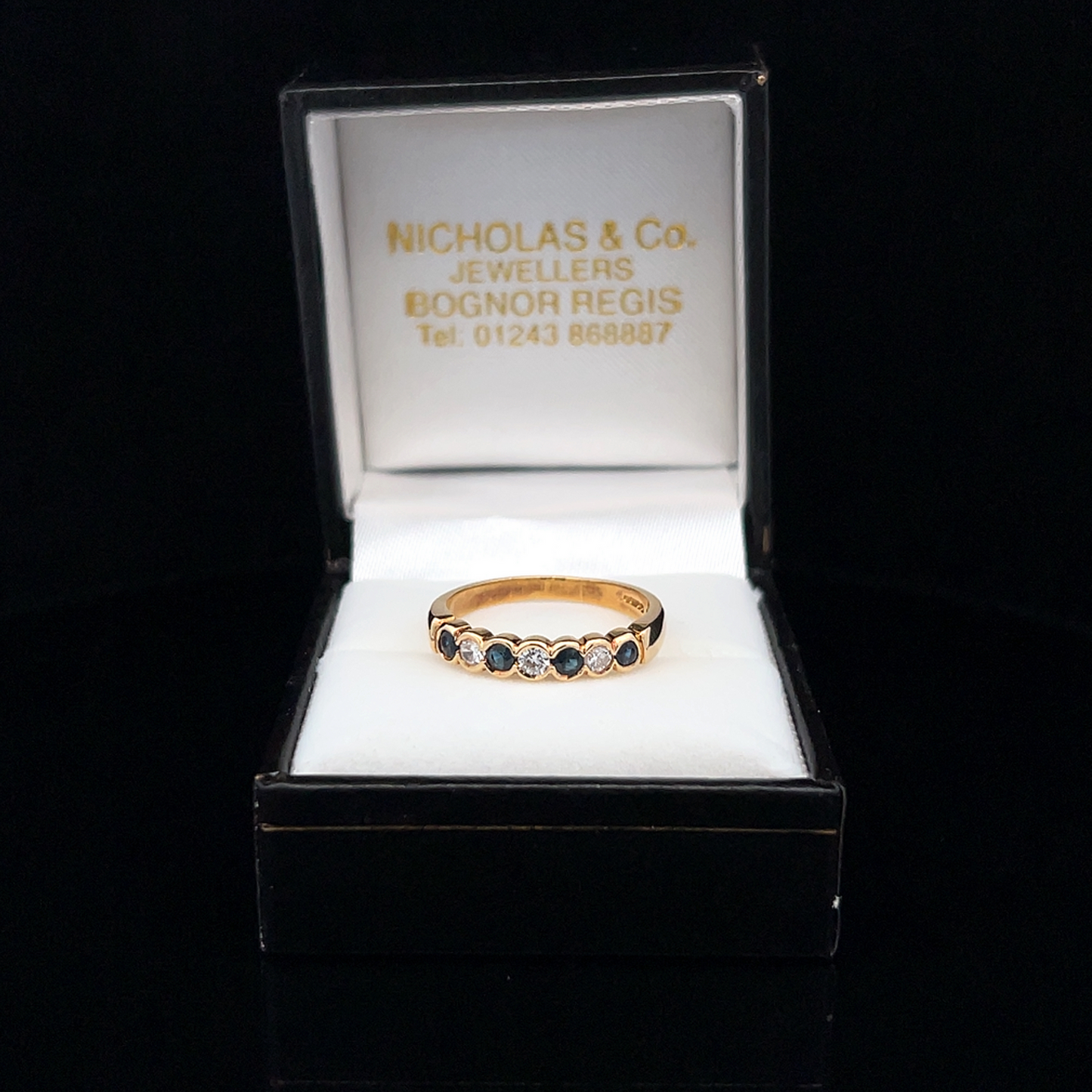 Vintage Diamond and Sapphire 18ct Gold Half Eternity Ring
