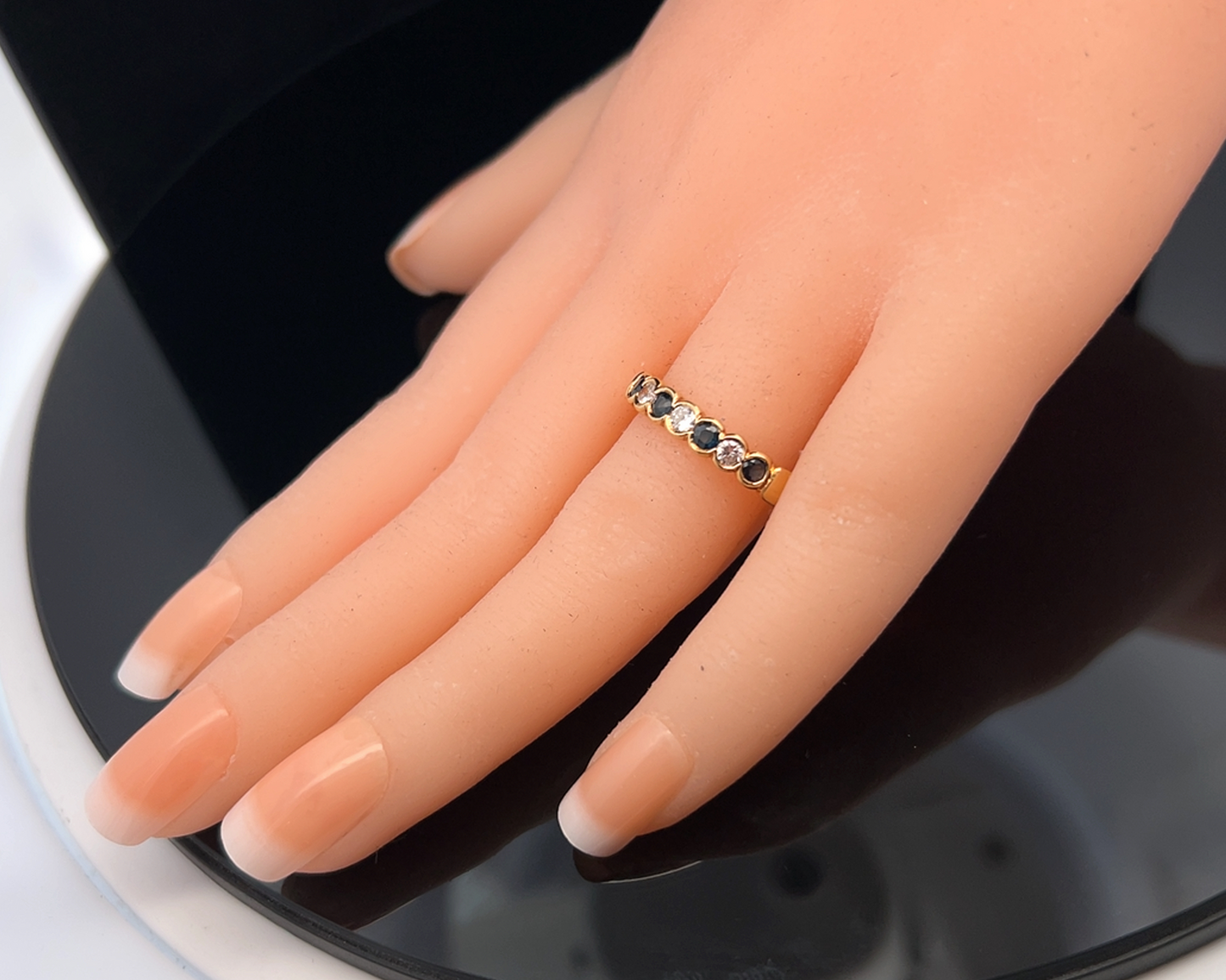 Vintage Diamond and Sapphire 18ct Gold Half Eternity Ring