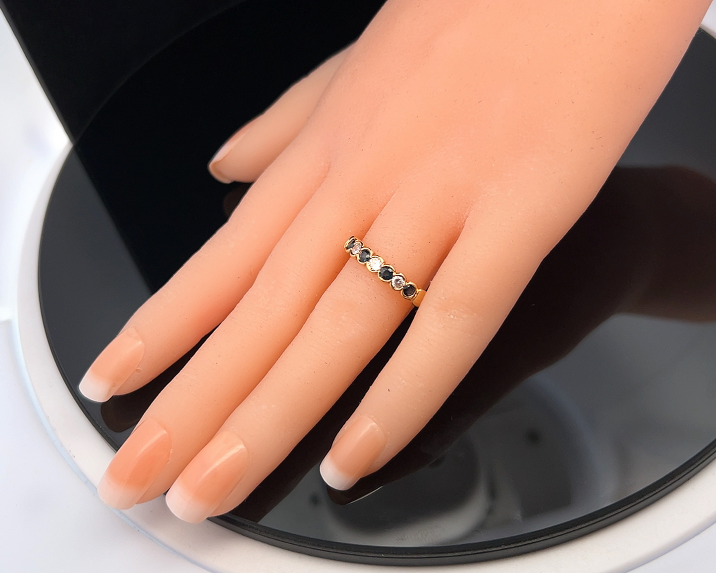 Vintage Diamond and Sapphire 18ct Gold Half Eternity Ring