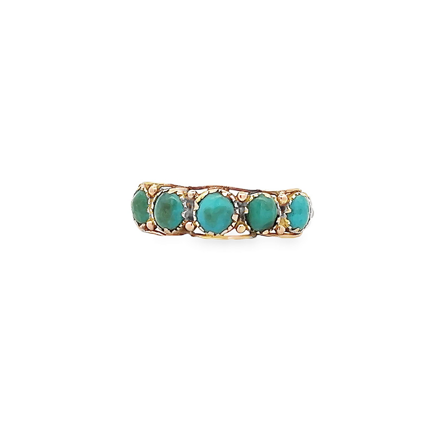 Antique Regency Turquoise 5 Stone 18ct Gold Ring