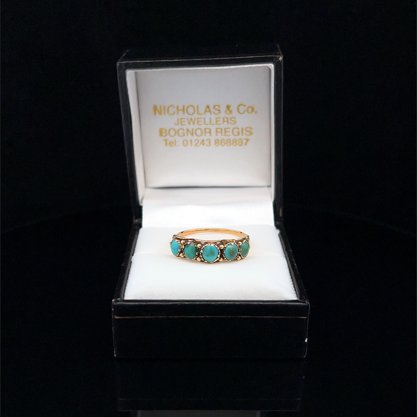 Antique Regency Turquoise 5 Stone 18ct Gold Ring