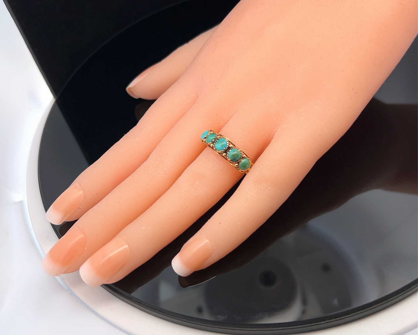 Antique Regency Turquoise 5 Stone 18ct Gold Ring