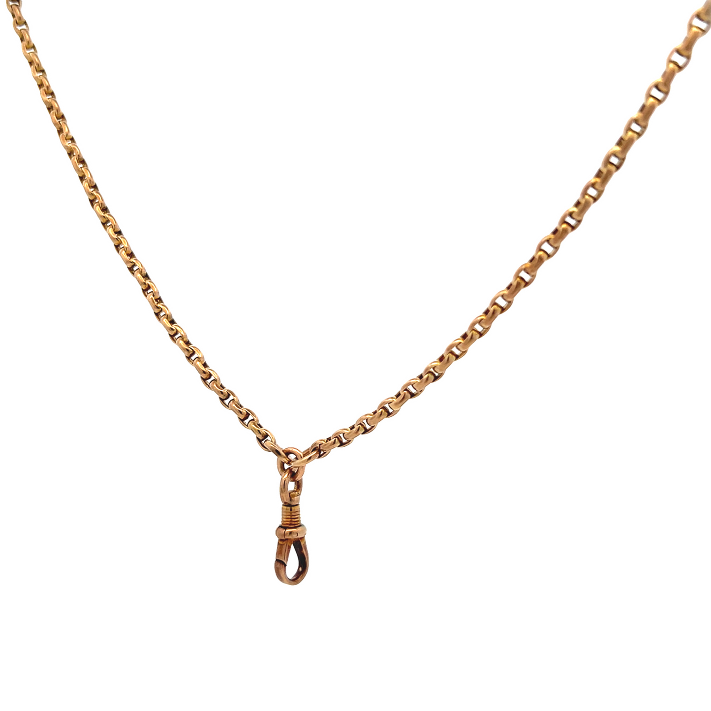 Antique Edwardian 9ct Rose Gold Faceted Belcher Chain with Dog Clip Swivel