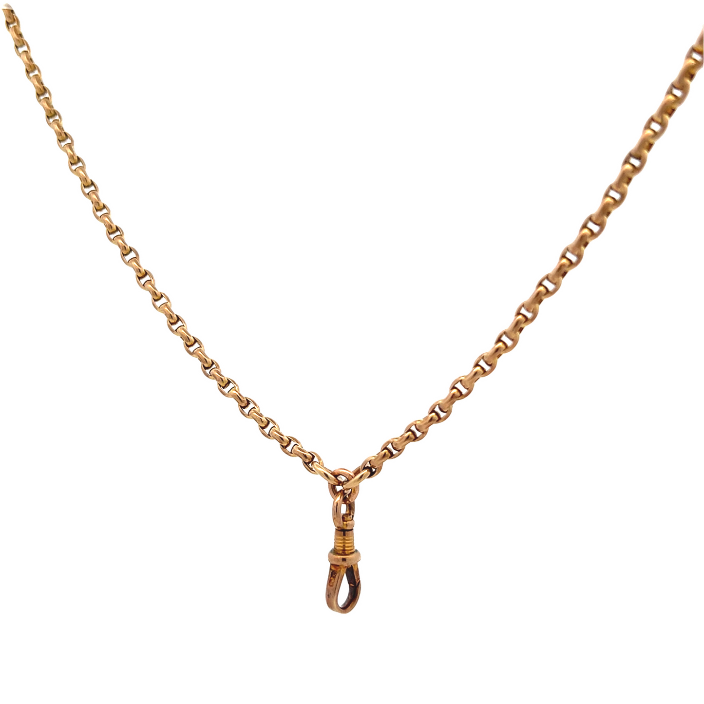 Antique Edwardian 9ct Rose Gold Faceted Belcher Chain with Dog Clip Swivel