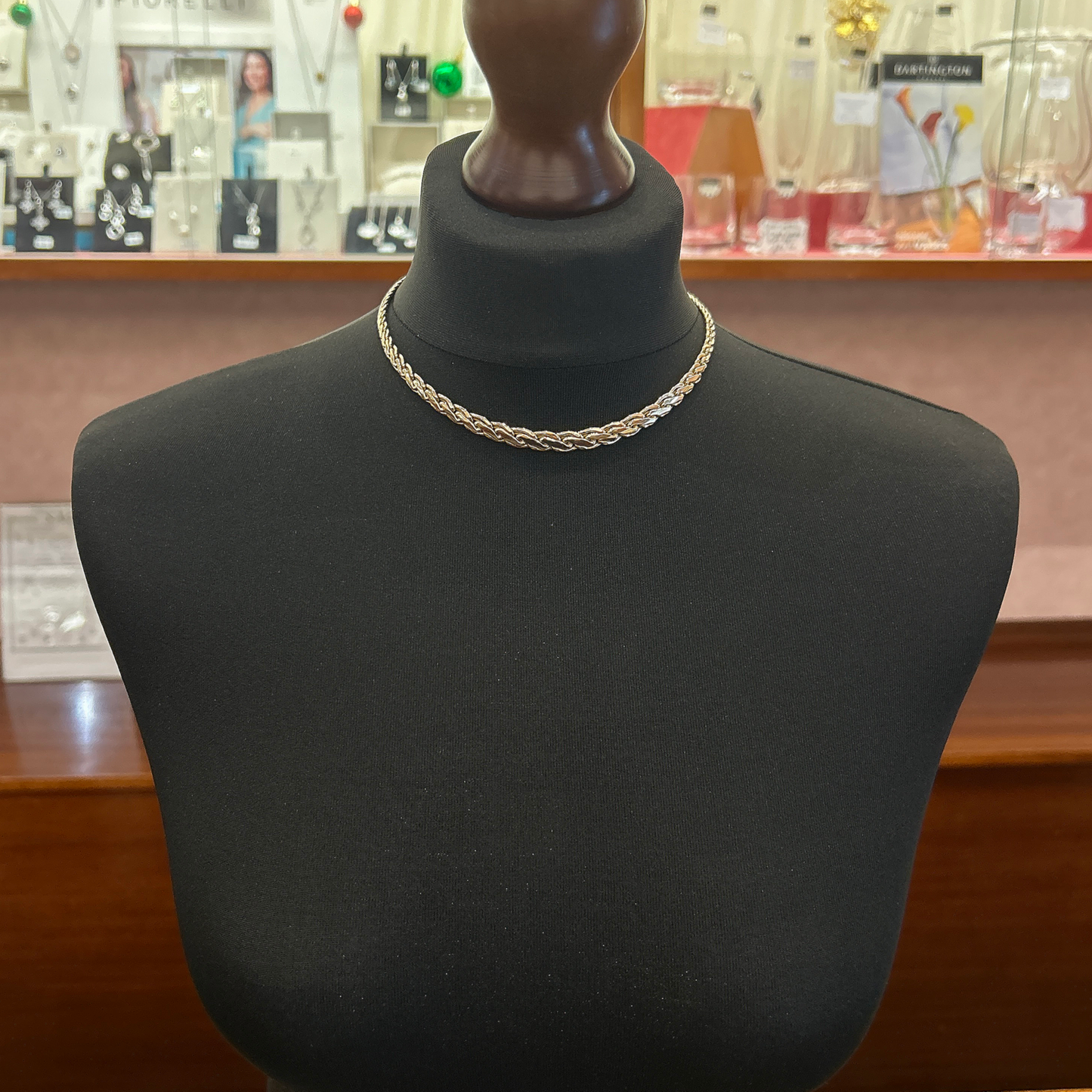 Vintage 9ct Gold Faceted/Tapered Link Collar Necklace